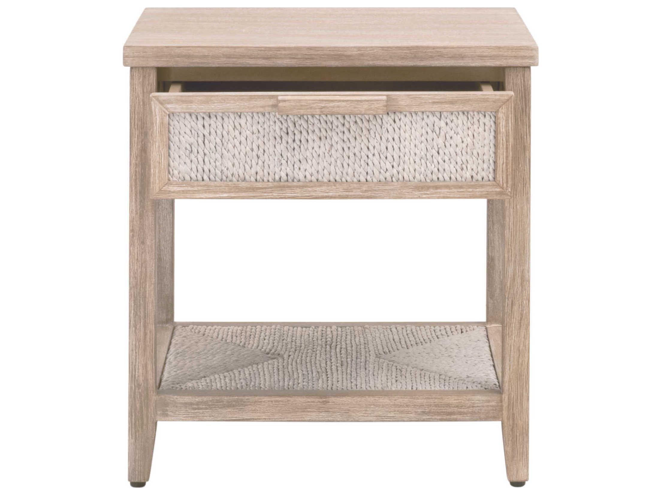 Essentials for Living Woven Malay 1-Drawer Brown Abaca Wood Nightstand