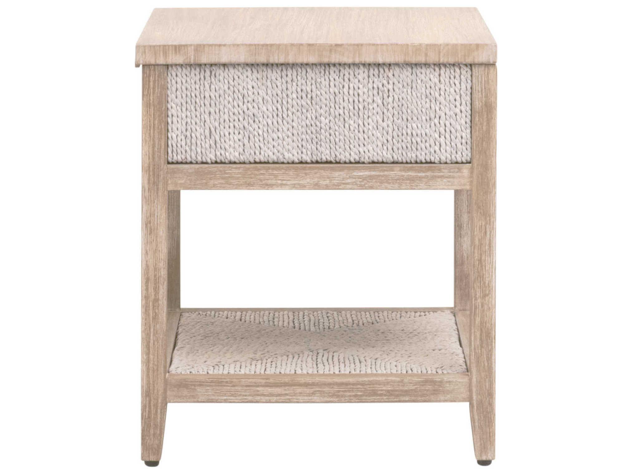 Essentials for Living Woven Malay 1-Drawer Brown Abaca Wood Nightstand