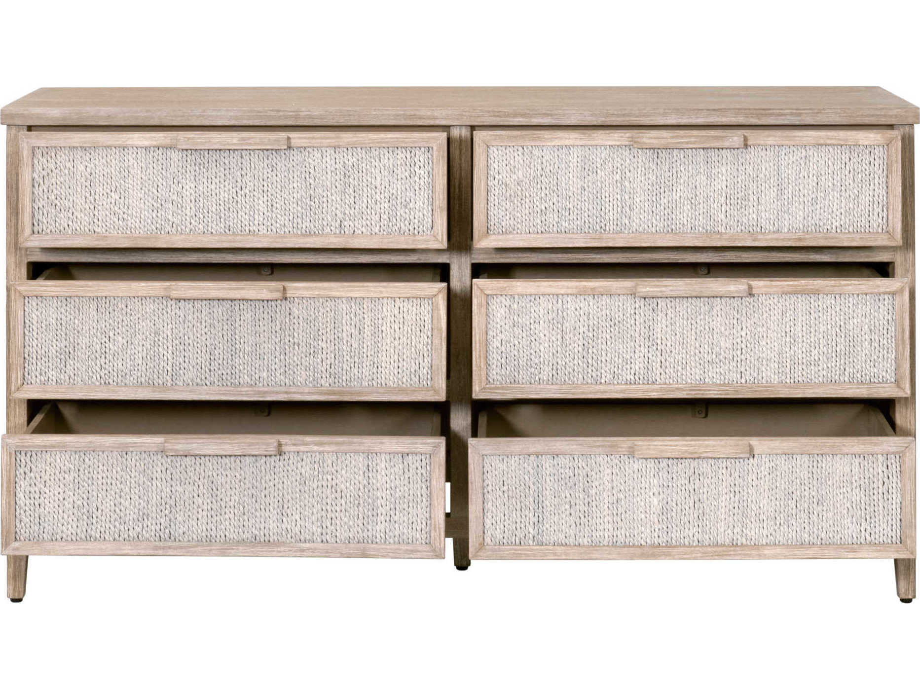 Essentials for Living Woven Malay 6-Drawers Brown Abaca Wood Double Dresser