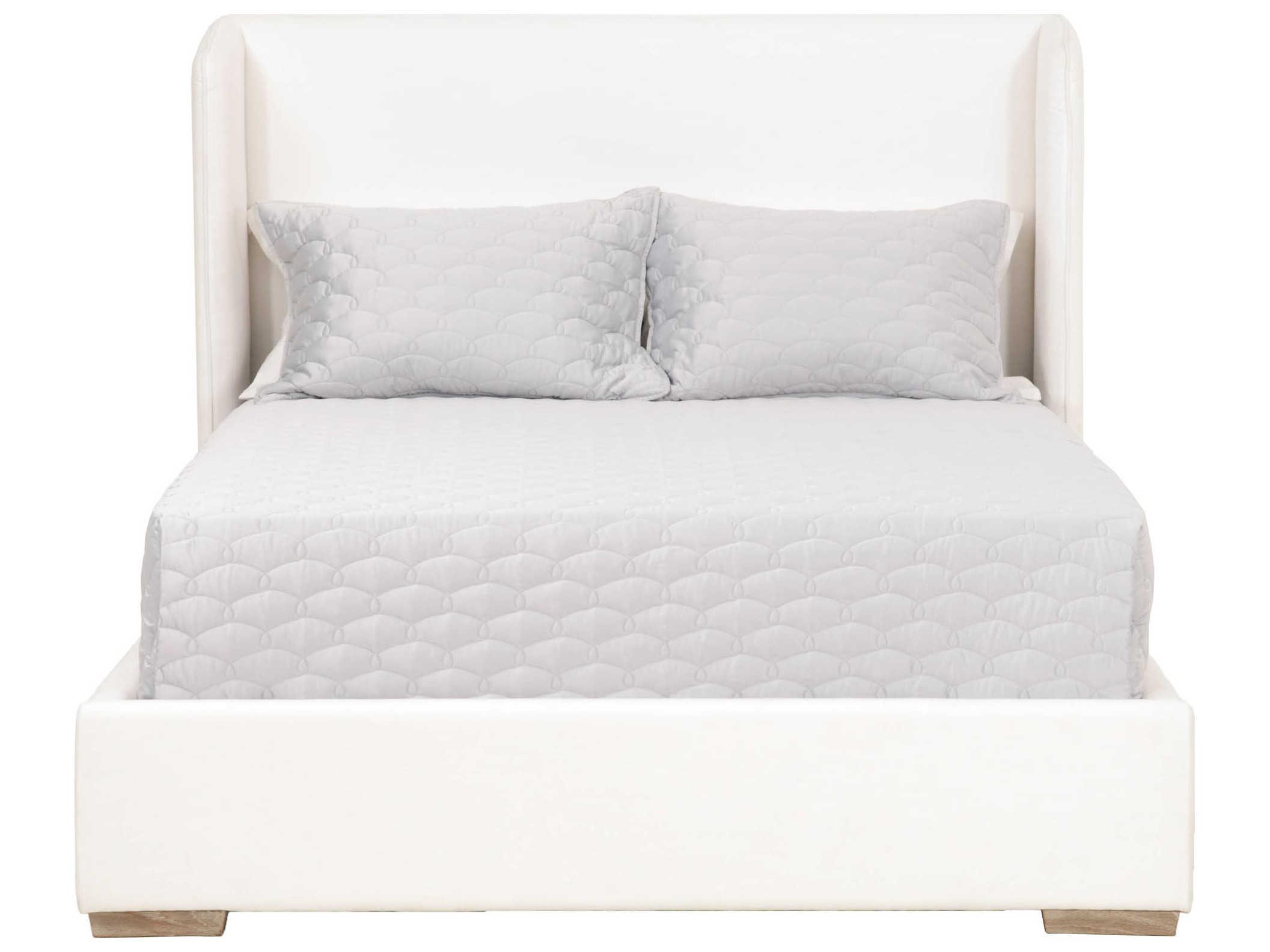 Essentials for Living Villa Stewart White Oak Wood Upholstered California King Platform Bed