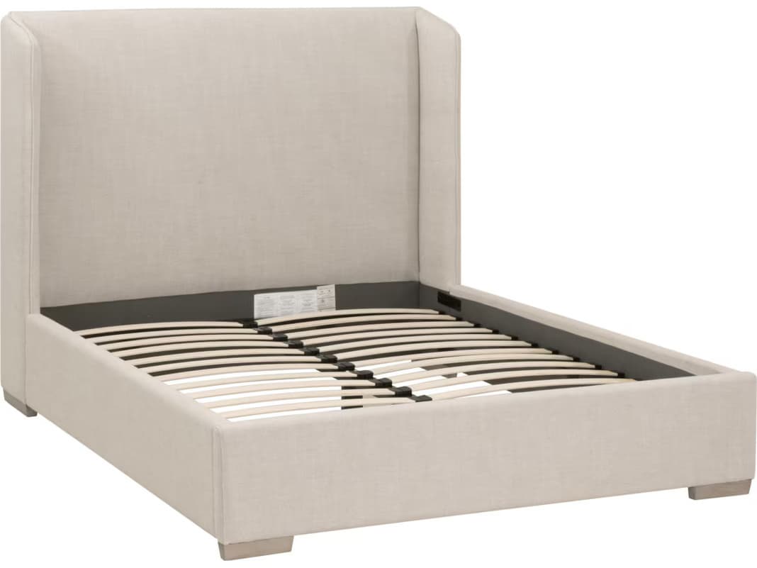 Essentials for Living Stitch & Hand - Dining & Bedroom Stewart Natural Oak Wood Upholstered King Panel Bed