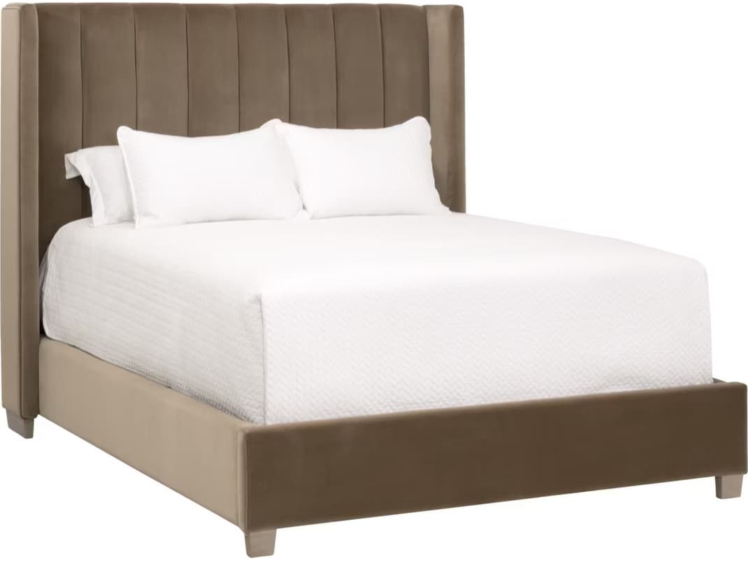 Essentials for Living Stitch & Hand - Dining & Bedroom Chandler Brown Oak Wood Upholstered Queen Panel Bed