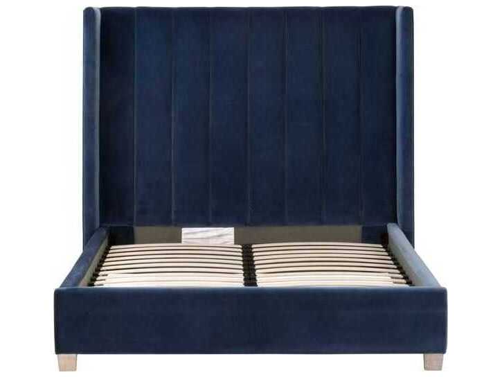 Essentials for Living Stitch & Hand - Dining & Bedroom Blue Oak Wood Upholstered Queen Platform Bed