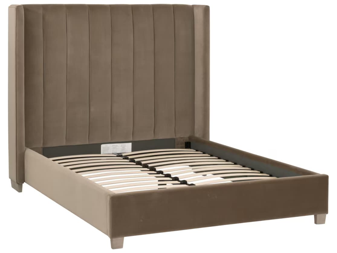 Essentials for Living Stitch & Hand - Dining & Bedroom Chandler Brown Oak Wood Upholstered California King Panel Bed