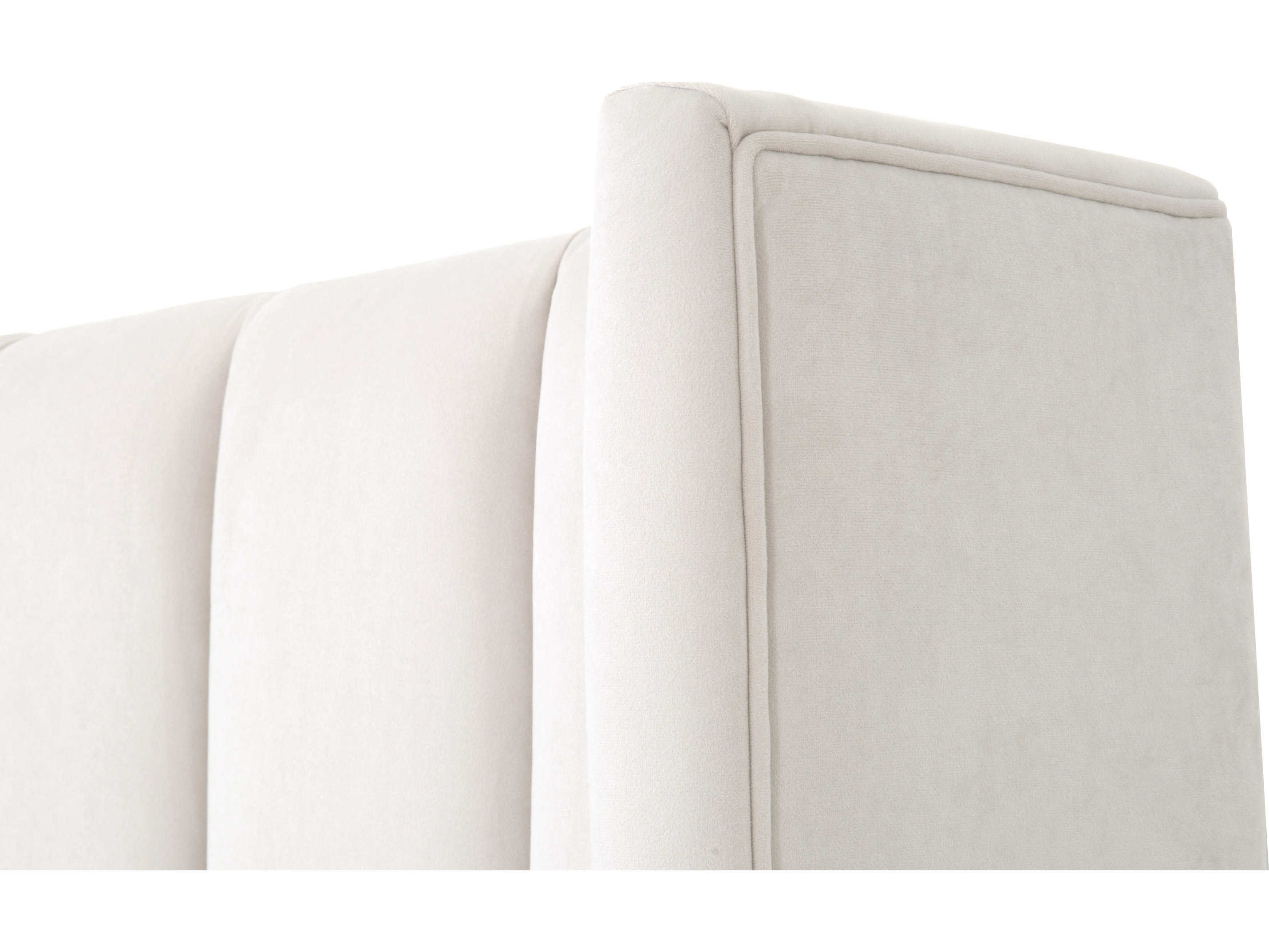 Essentials for Living Villa Chandler Cream Velvet Natural Gray White Oak Wood Upholstered California King Platform Bed