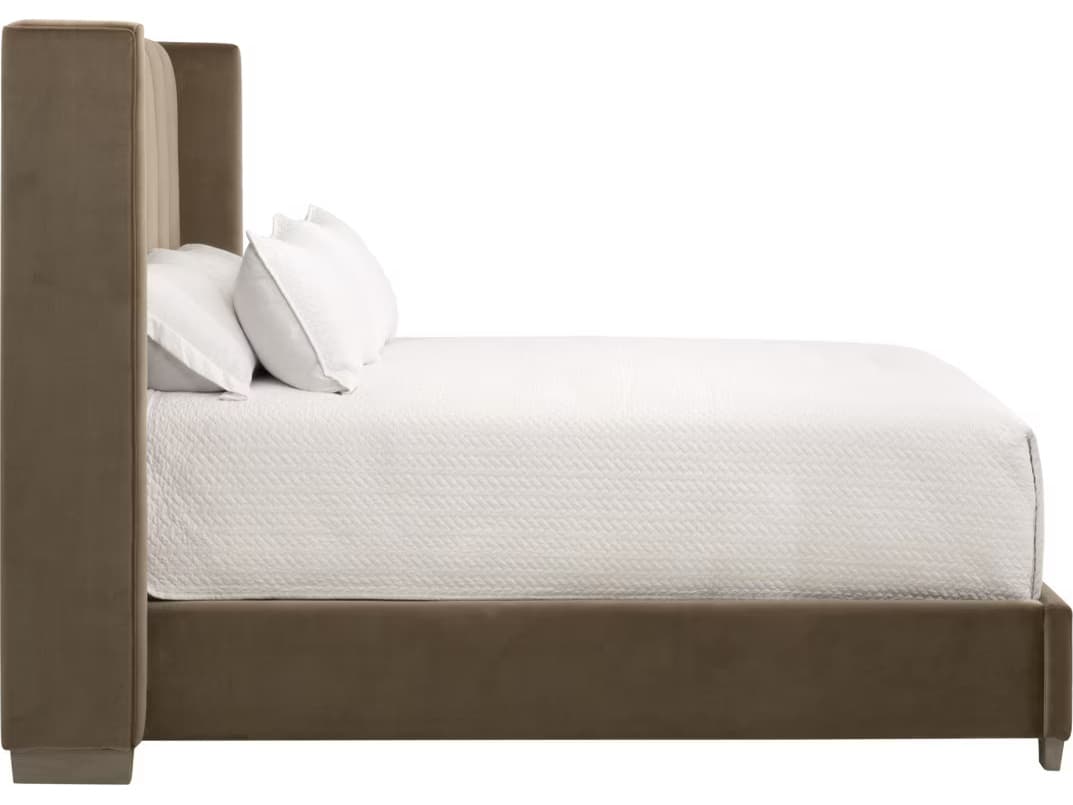 Essentials for Living Stitch & Hand - Dining & Bedroom Chandler Brown Oak Wood Upholstered King Panel Bed