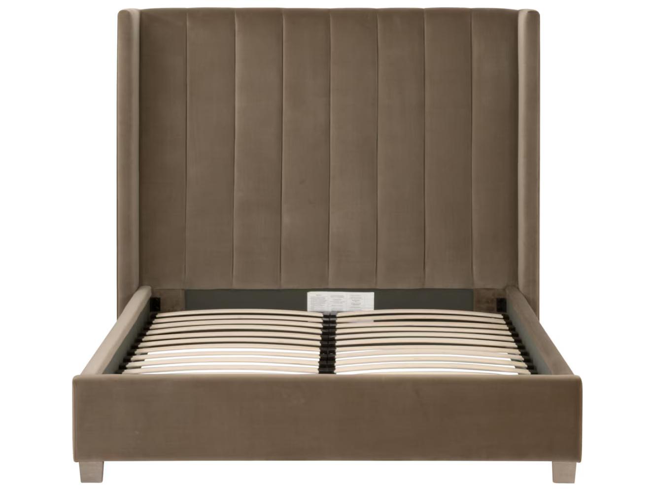 Essentials for Living Stitch & Hand - Dining & Bedroom Chandler Brown Oak Wood Upholstered King Panel Bed