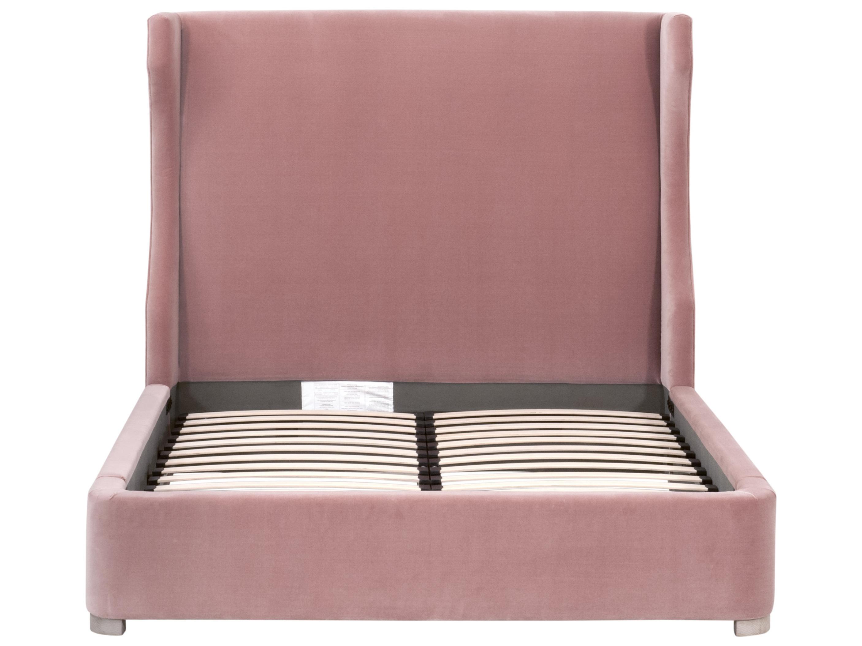 Essentials for Living Stitch & Hand - Dining & Bedroom Pink Oak Wood Upholstered Queen Platform Bed