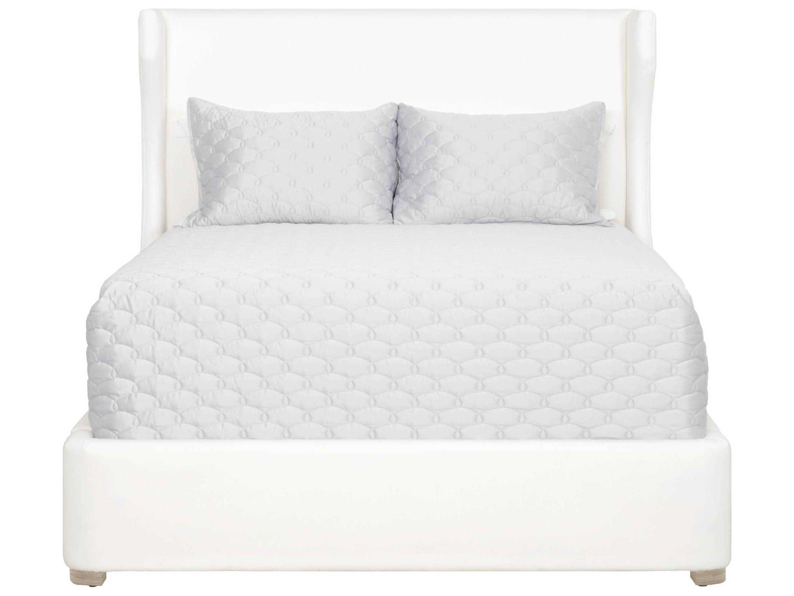 Essentials for Living Villa Balboa White Oak Wood Upholstered California King Platform Bed