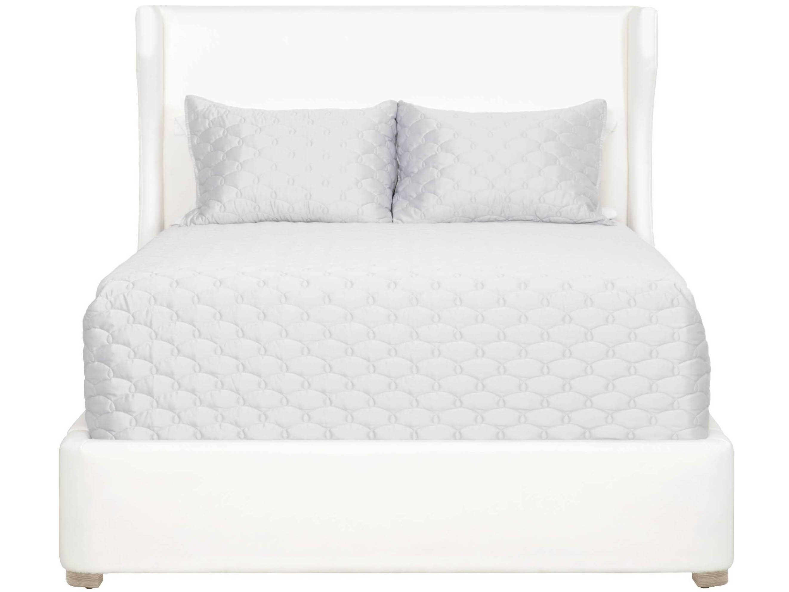 Essentials for Living Villa Balboa White Oak Wood Upholstered King Platform Bed