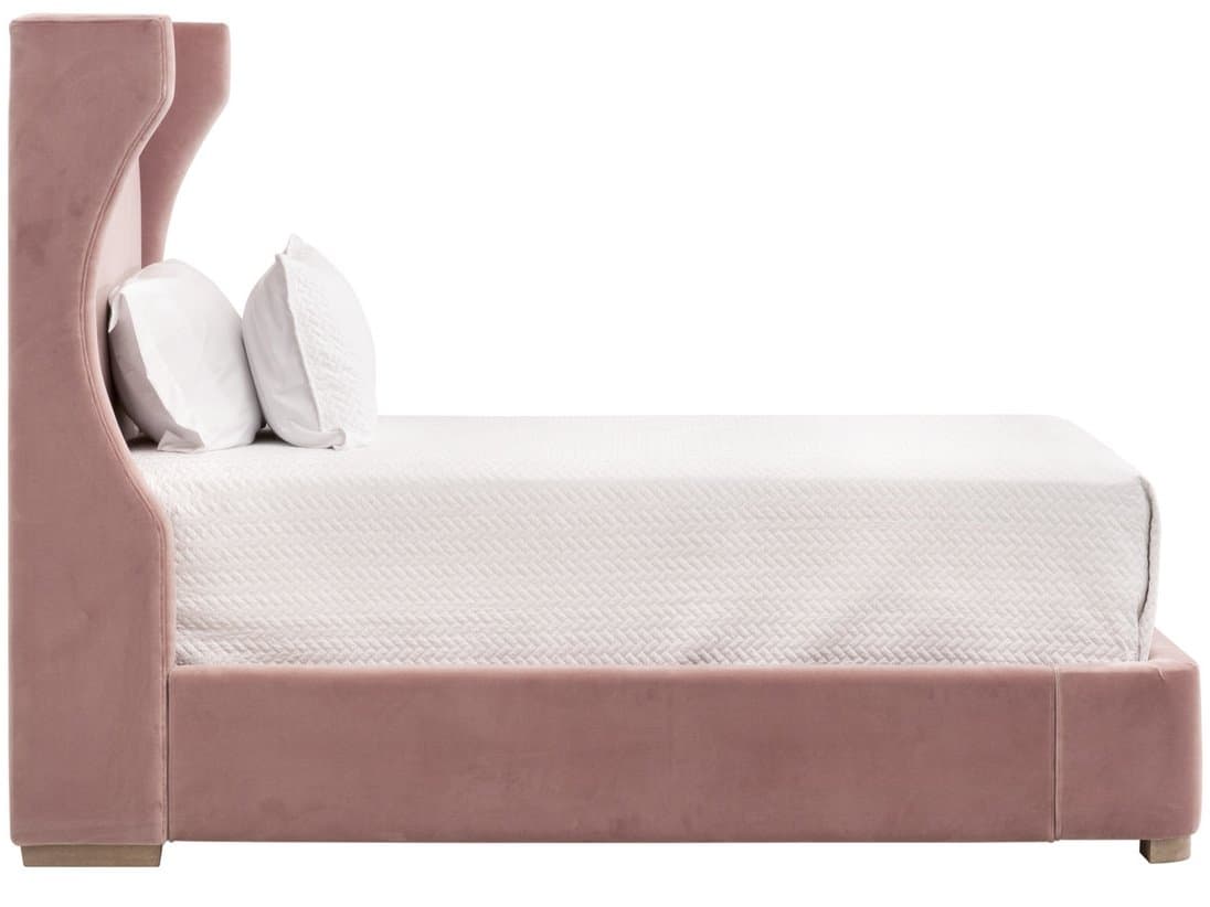 Essentials for Living Stitch & Hand - Bedroom Pink Oak Wood Upholstered Twin Panel Bed