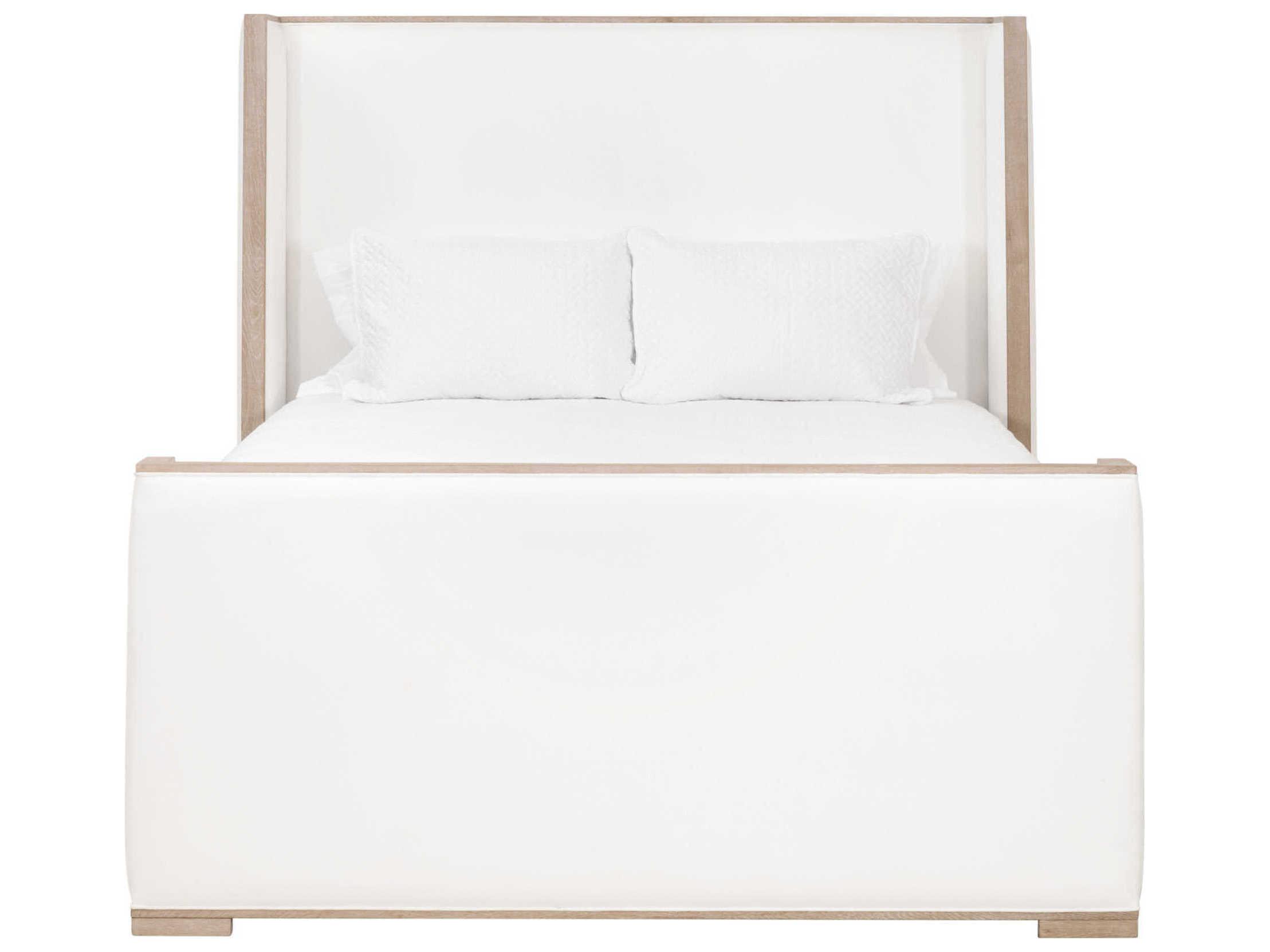 Essentials for Living Stitch & Hand Tailor White Oak Wood Upholstered Queen Panel Bed