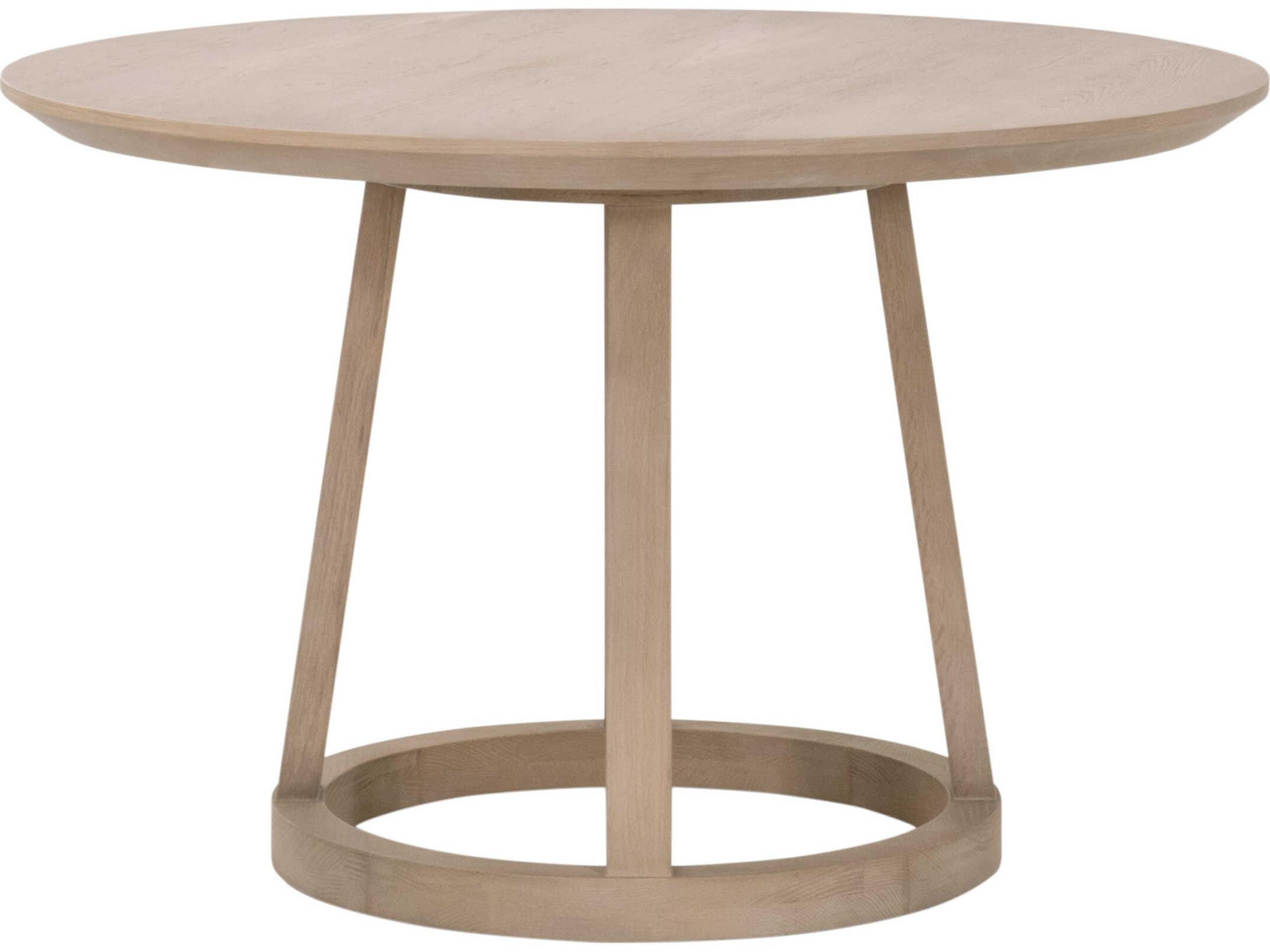 Essentials for Living Bella Antique Round Wood Reinforced Smoke Gray Oak Dining Table