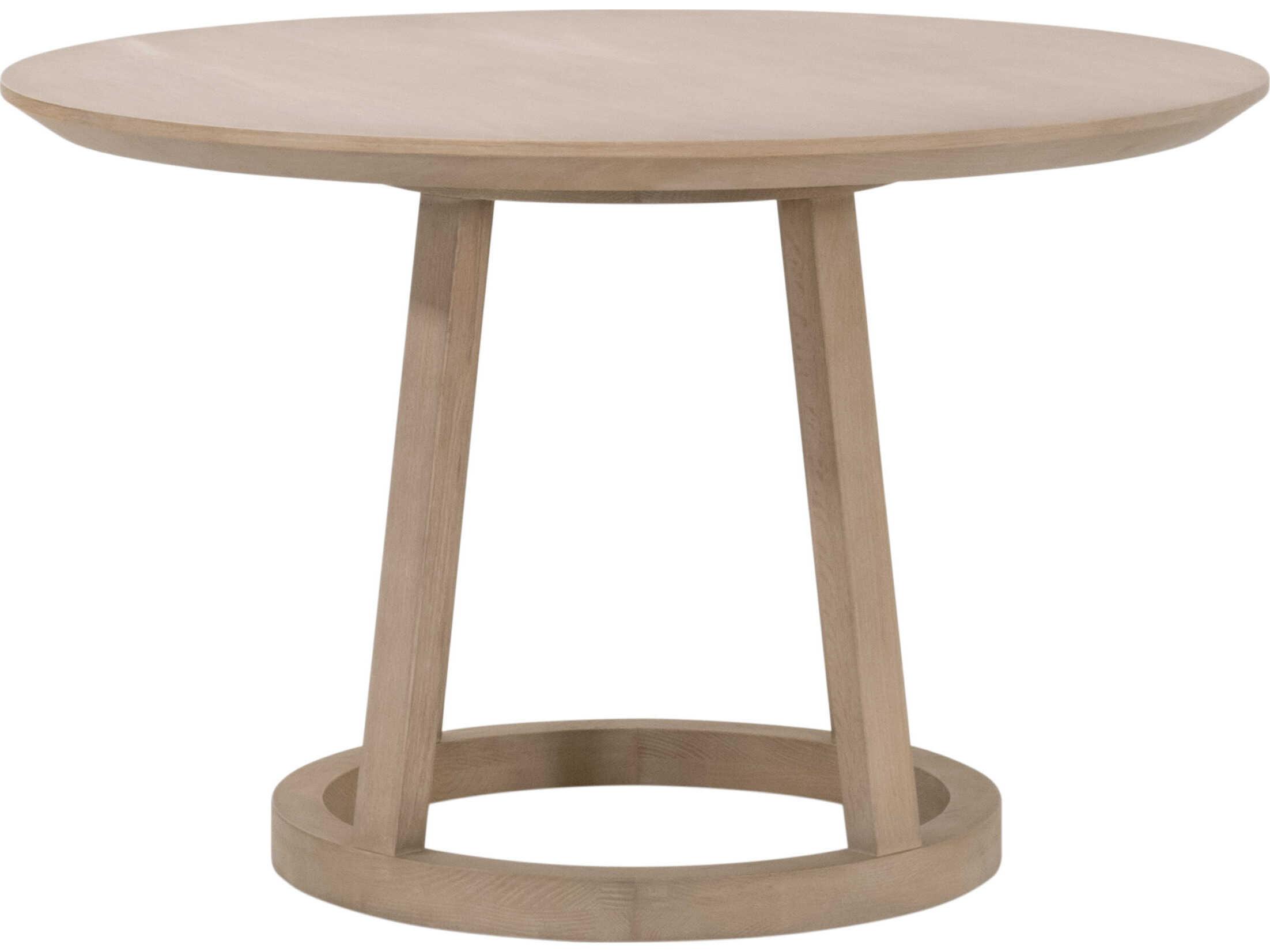 Essentials for Living Bella Antique Round Wood Reinforced Smoke Gray Oak Dining Table