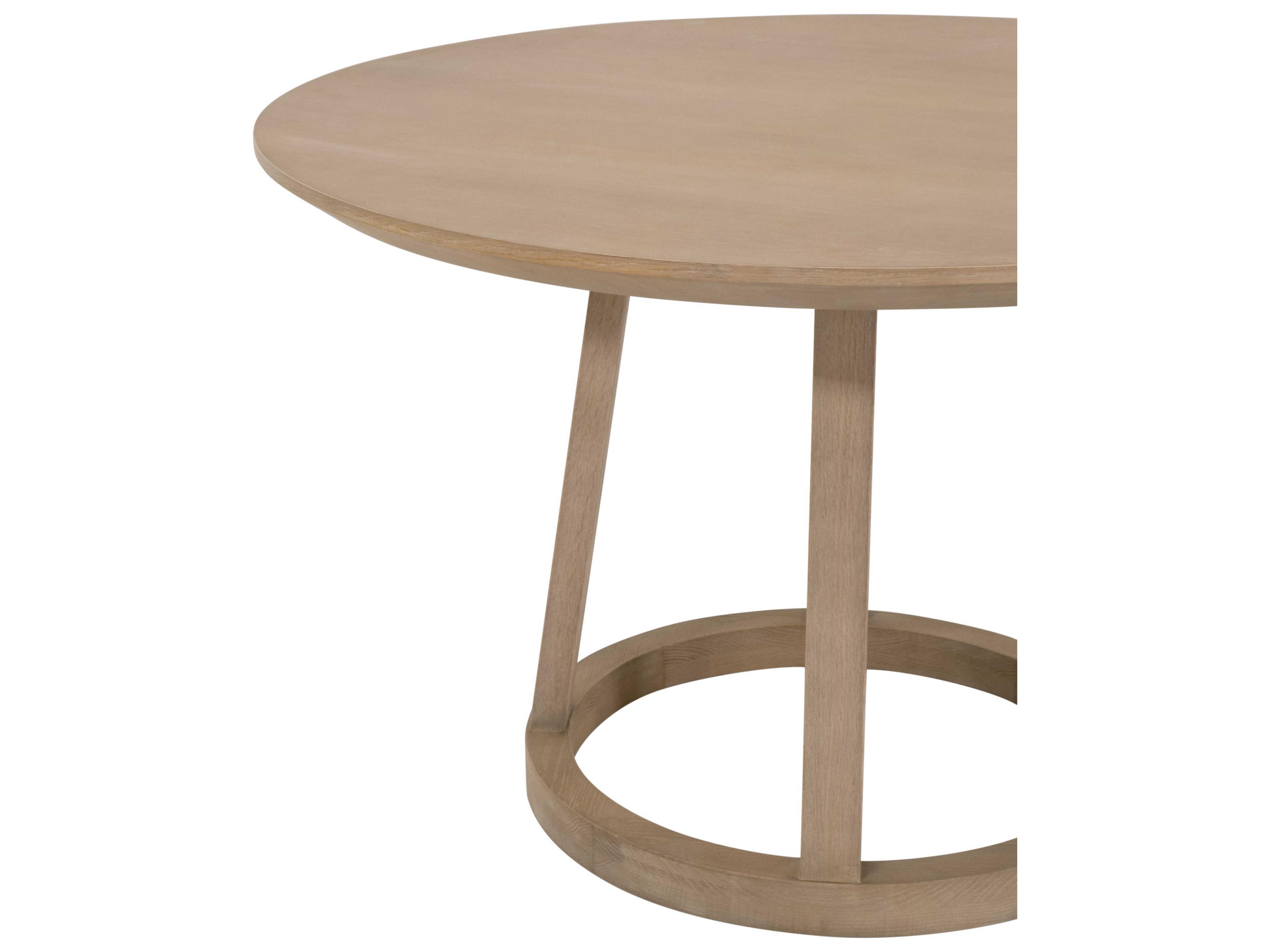 Essentials for Living Bella Antique Round Wood Reinforced Smoke Gray Oak Dining Table