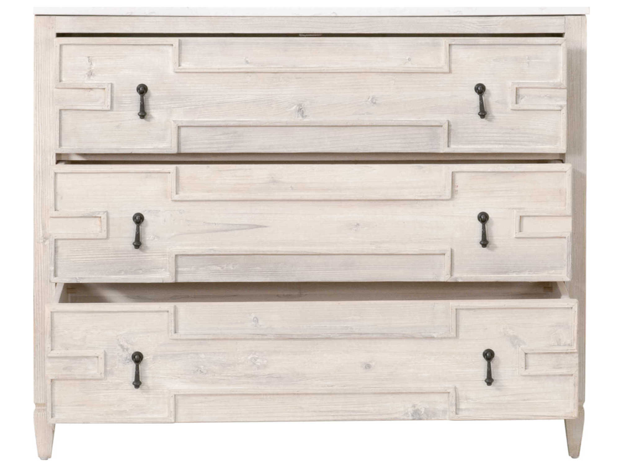Luxecor Respite 3-Drawers White Wash Pine Quartz Wood Accent Chest