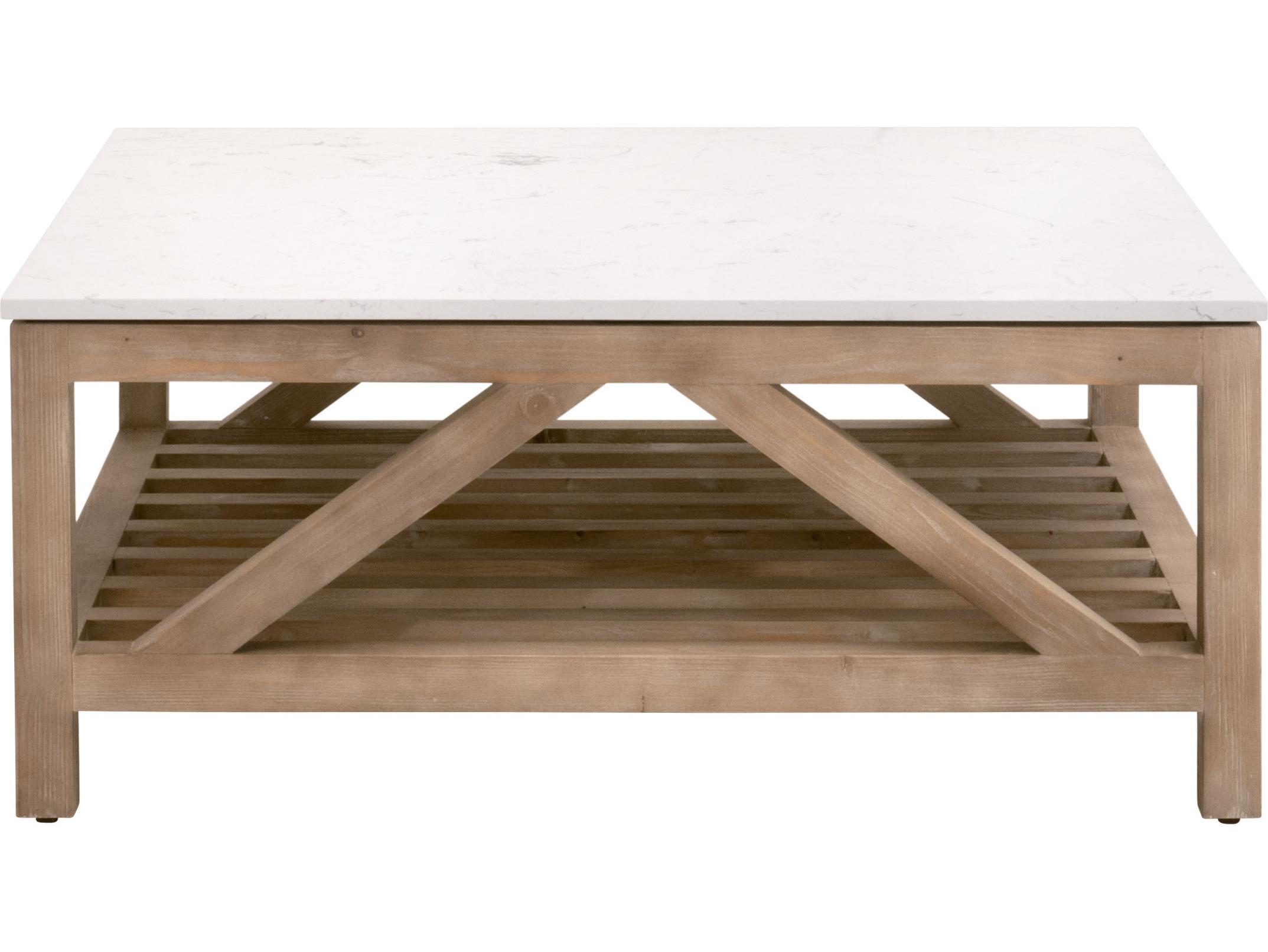 Essentials for Living Bella Antique Square Stone Coffee Table