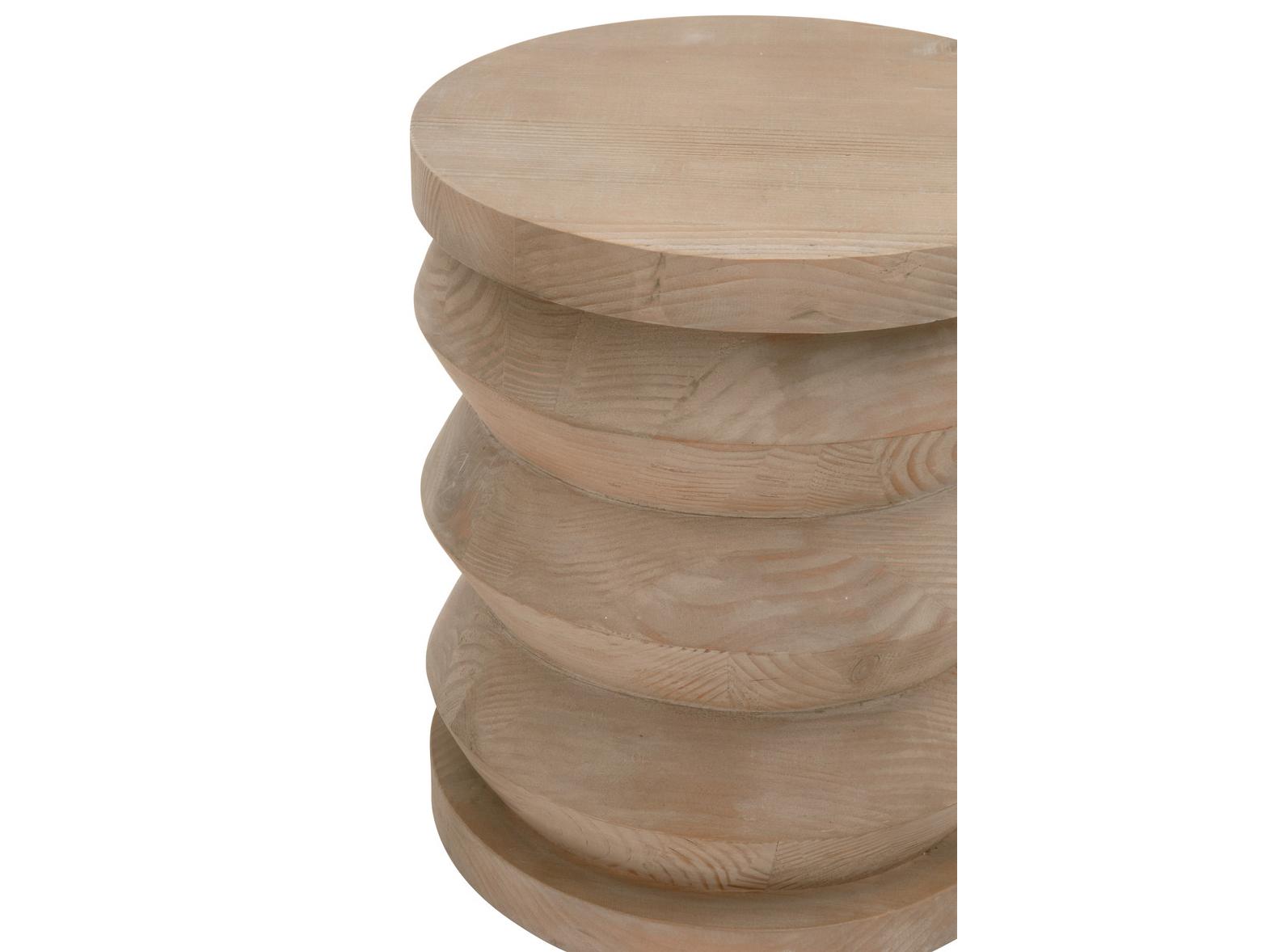 Essentials for Living Bella Antique Pier Round Wood Smoke Gray Pine End Table