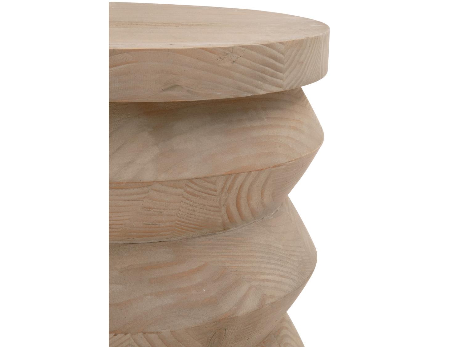 Essentials for Living Bella Antique Pier Round Wood Smoke Gray Pine End Table