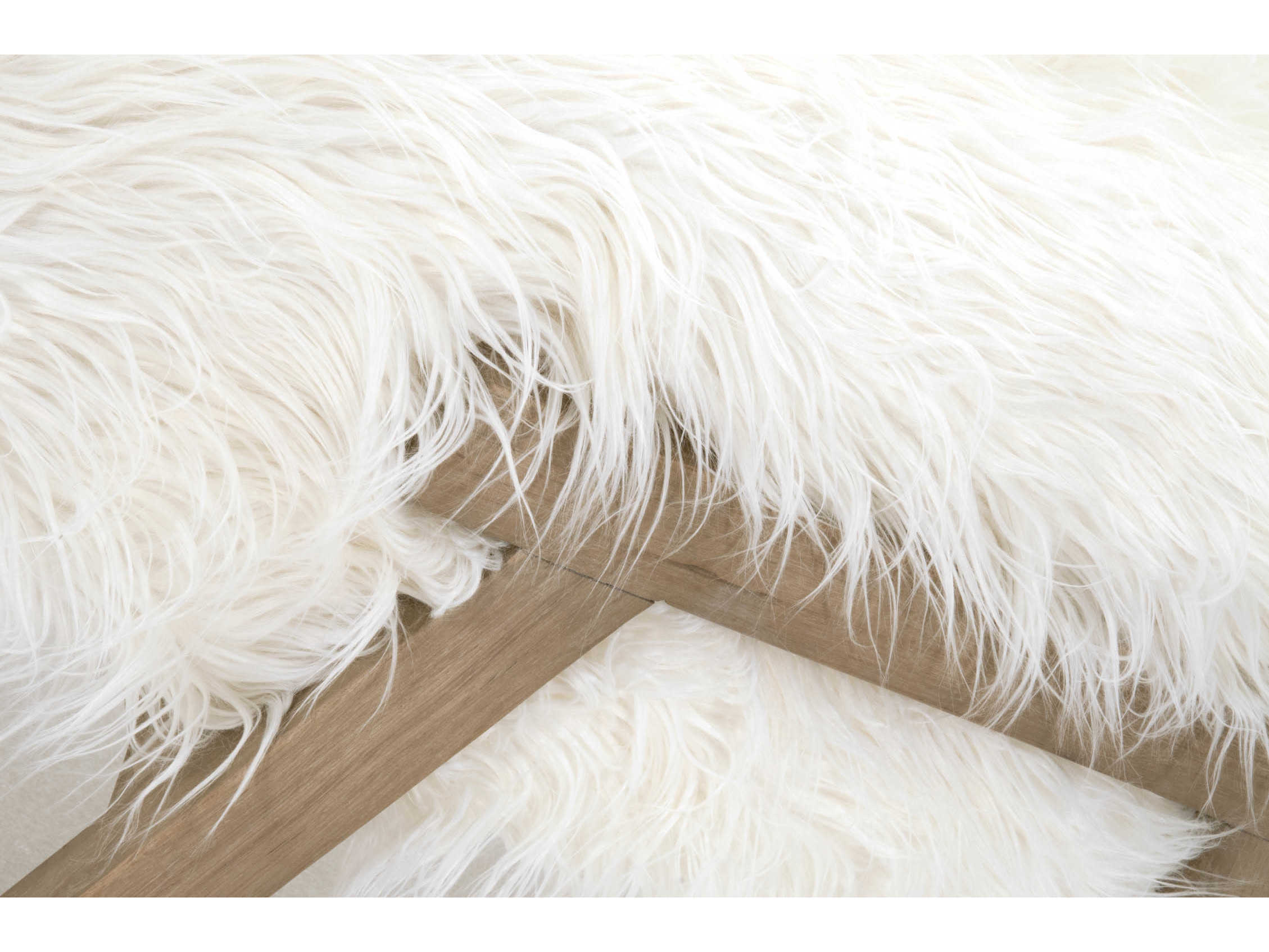 Essentials for Living Bella Antique Tibet White Fur Smoke Gray Ottoman