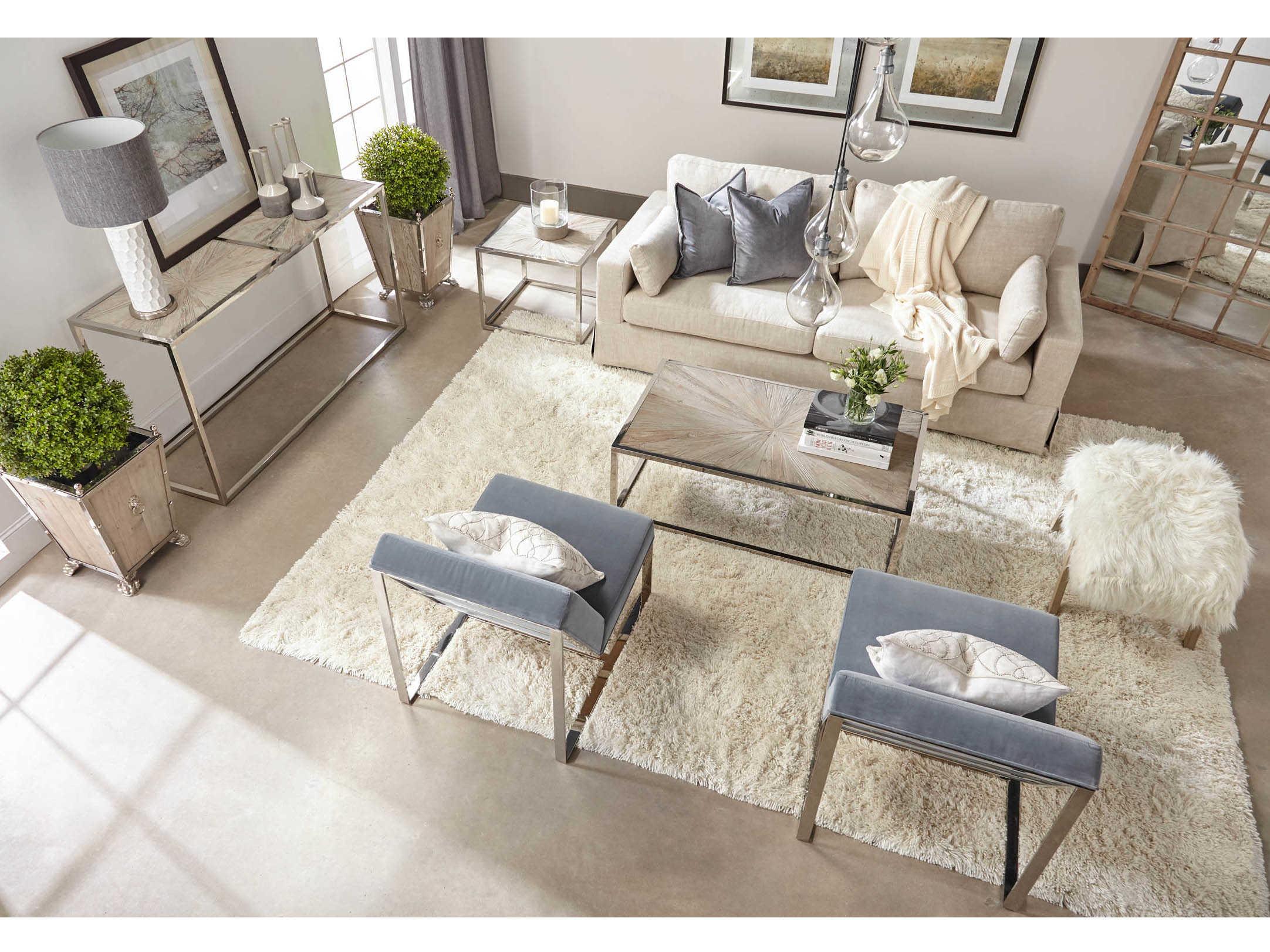 Essentials for Living Bella Antique Tibet White Fur Smoke Gray Ottoman