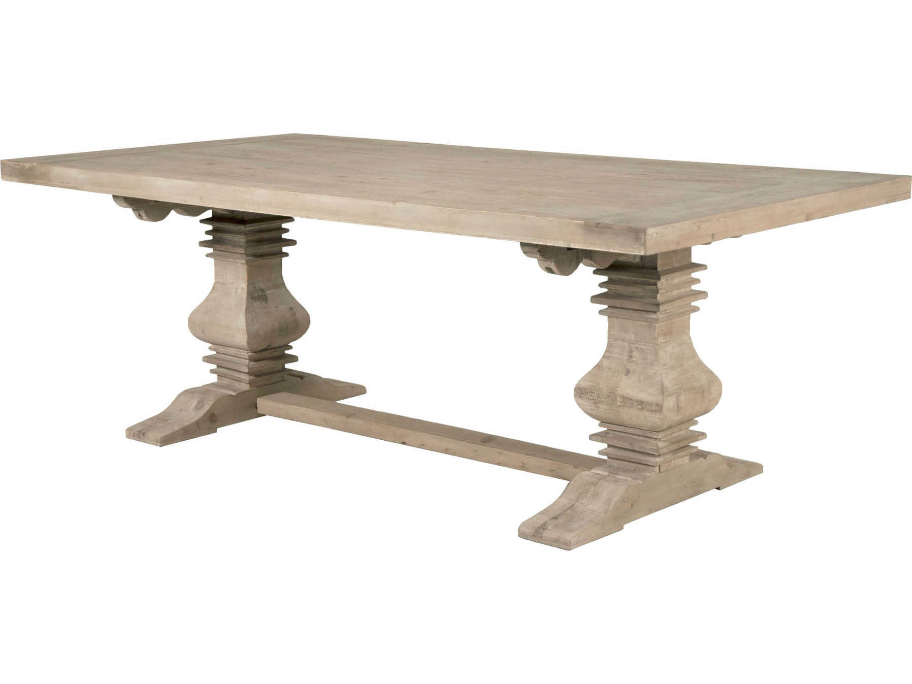 Essentials for Living Bella Antique Monastery Extendable Rectangular Wood Smoke Gray Dining Table