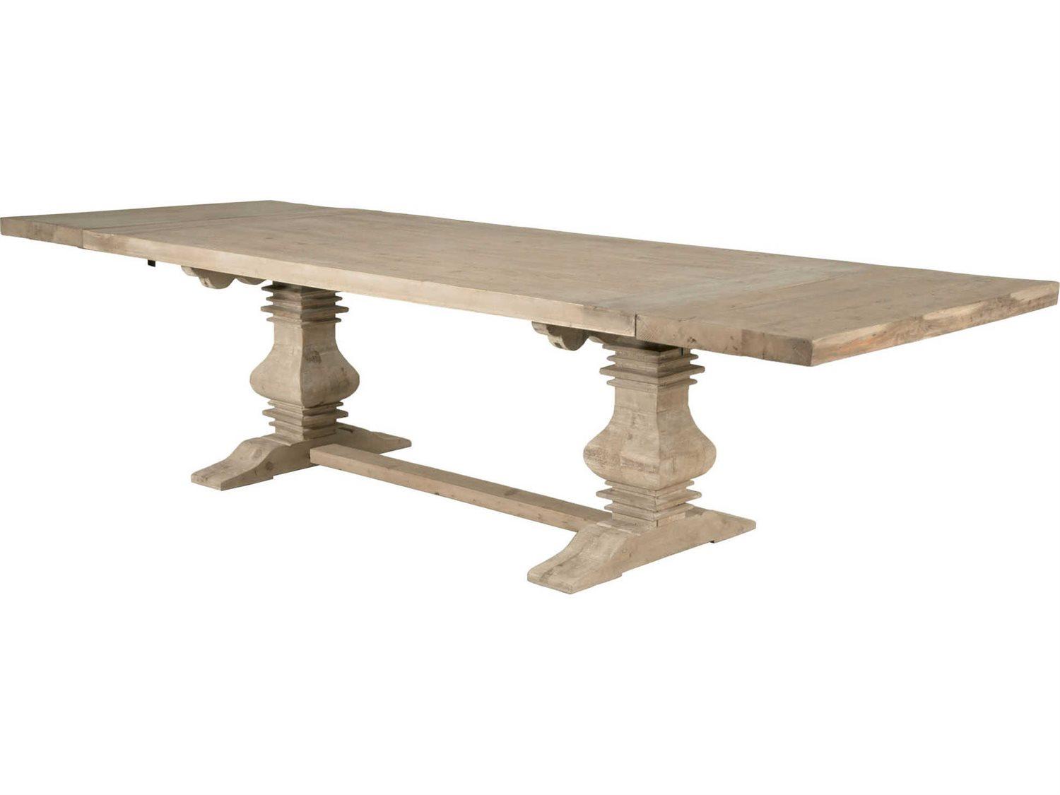 Essentials for Living Bella Antique Monastery Extendable Rectangular Wood Smoke Gray Dining Table