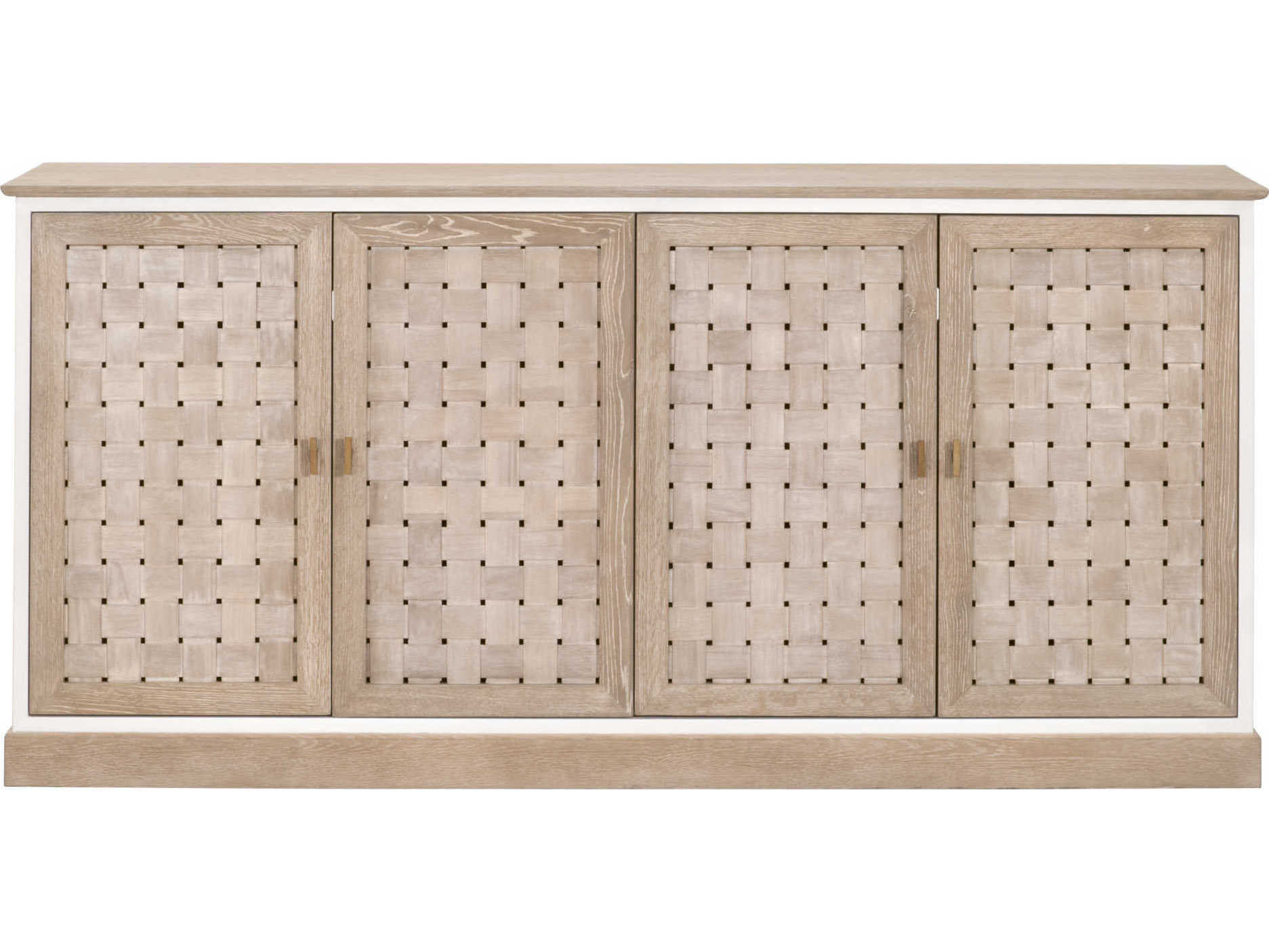 Essentials for Living Bella Antique Weave 74" Oak Wood Smoke Gray Media Console