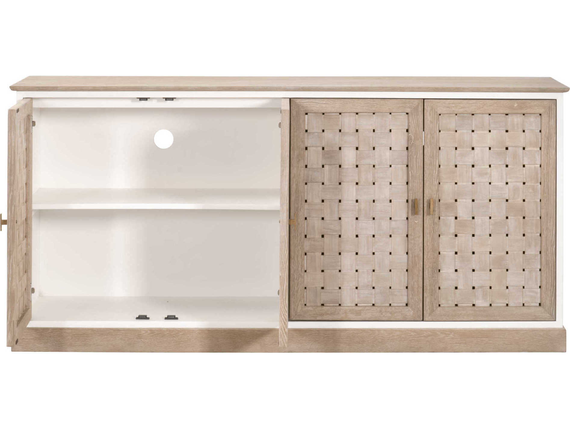 Essentials for Living Bella Antique Weave 74" Oak Wood Smoke Gray Media Console