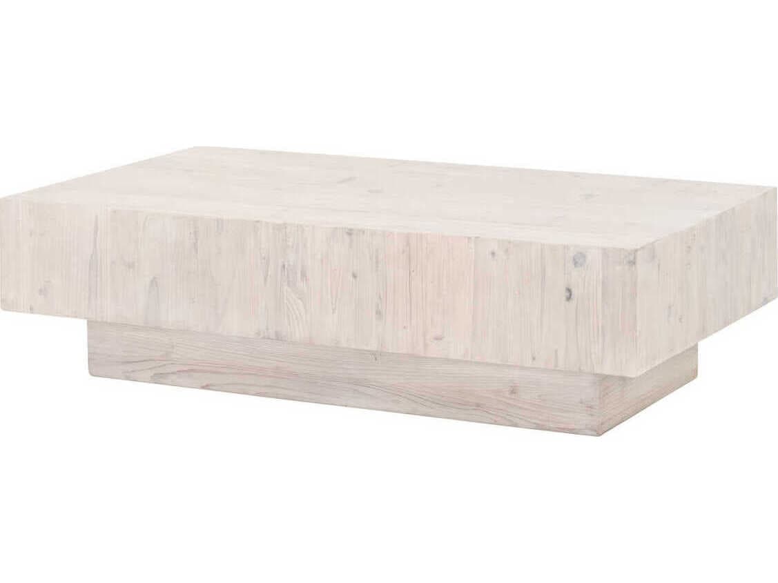 Essentials for Living Bella Antique Montauk Rectangular Wood White Wash Pine Coffee Table