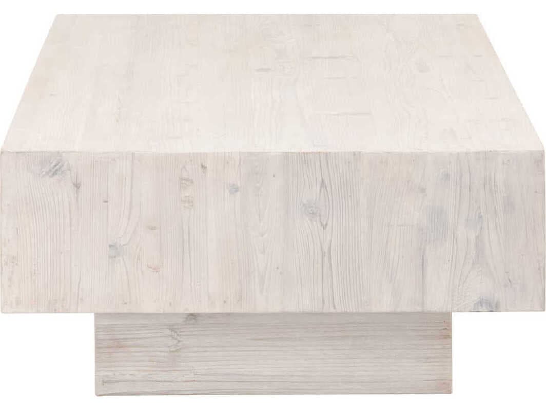 Essentials for Living Bella Antique Montauk Rectangular Wood White Wash Pine Coffee Table