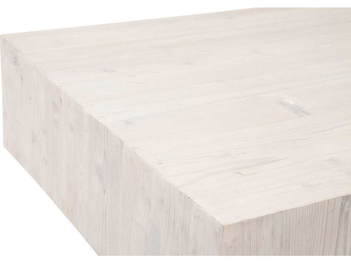 Essentials for Living Bella Antique Montauk Rectangular Wood White Wash Pine Coffee Table