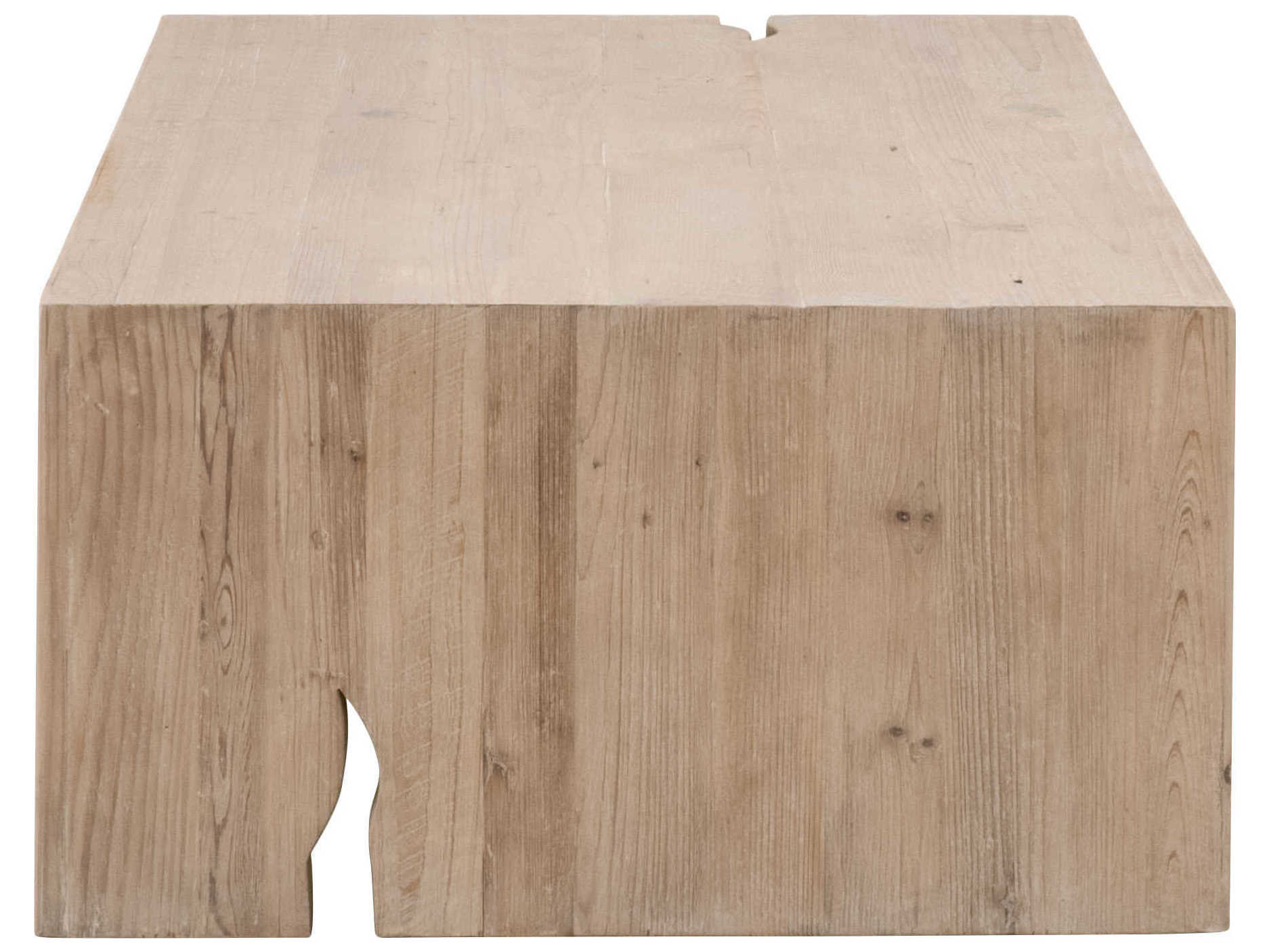 Essentials for Living Bella Antique Reed Rectangular Wood Smoke Gray Pine Coffee Table