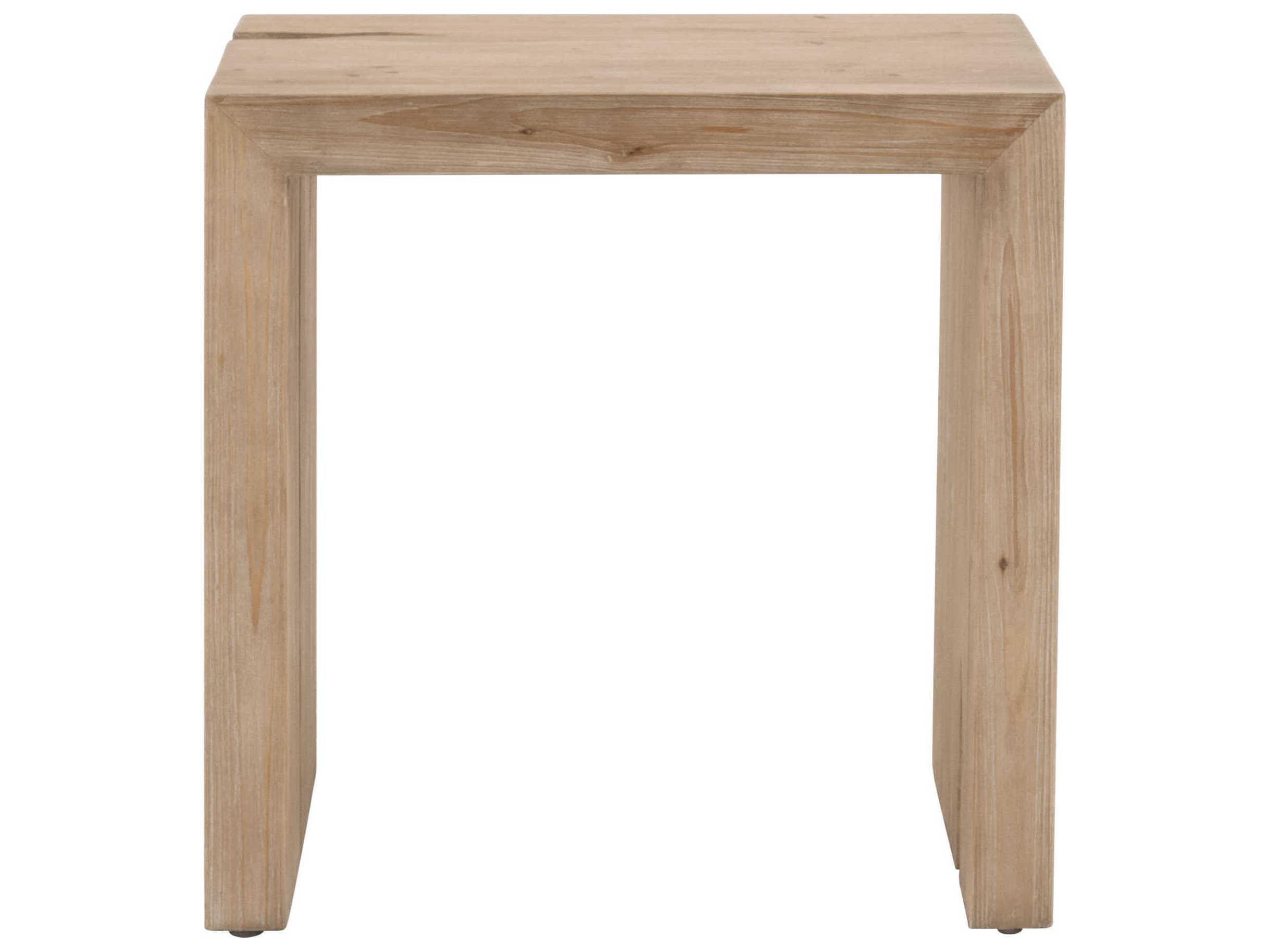 Essentials for Living Bella Antique Reed Rectangular Wood Smoke Gray Pine End Table