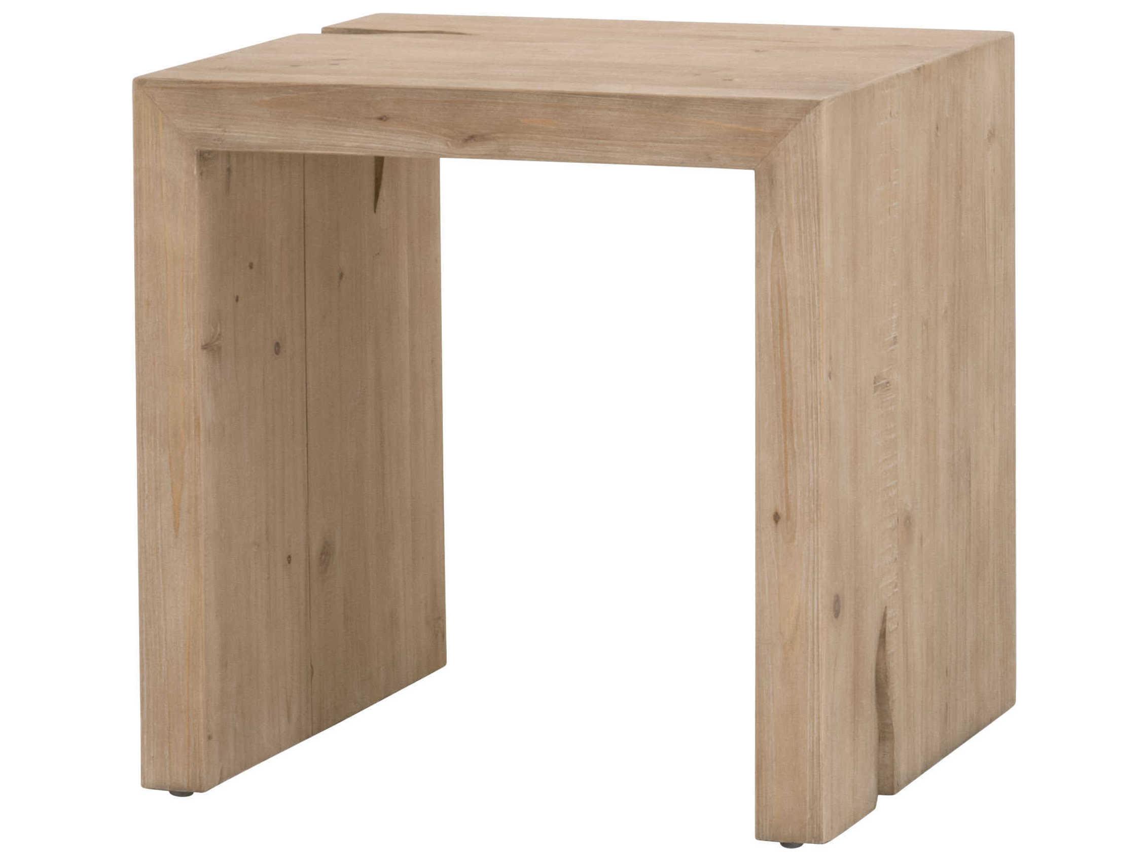 Essentials for Living Bella Antique Reed Rectangular Wood Smoke Gray Pine End Table