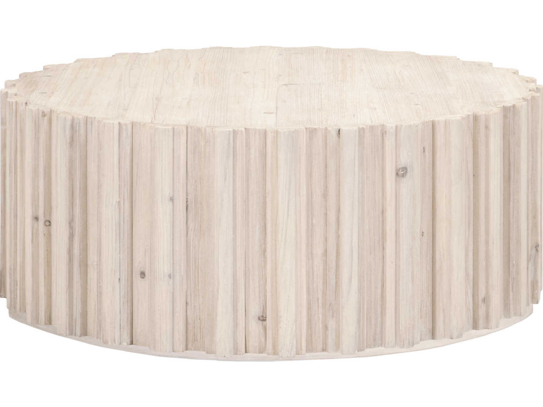 Essentials for Living Bella Antique Roma Round Wood White Wash Pine Coffee Table