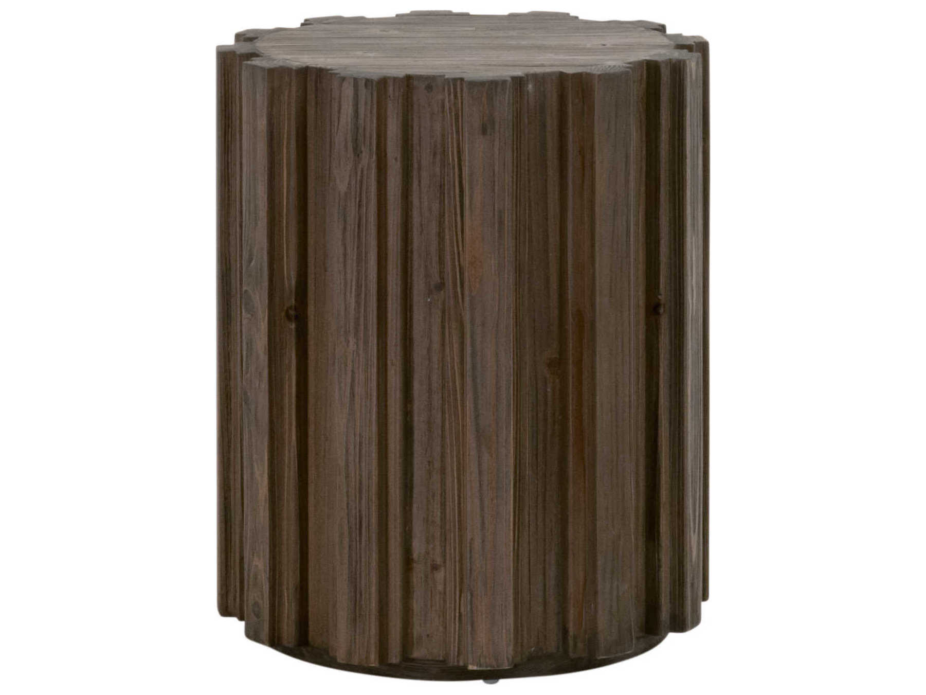 Essentials for Living Bella Antique Roma Round Wood Drift Brown Pine End Table