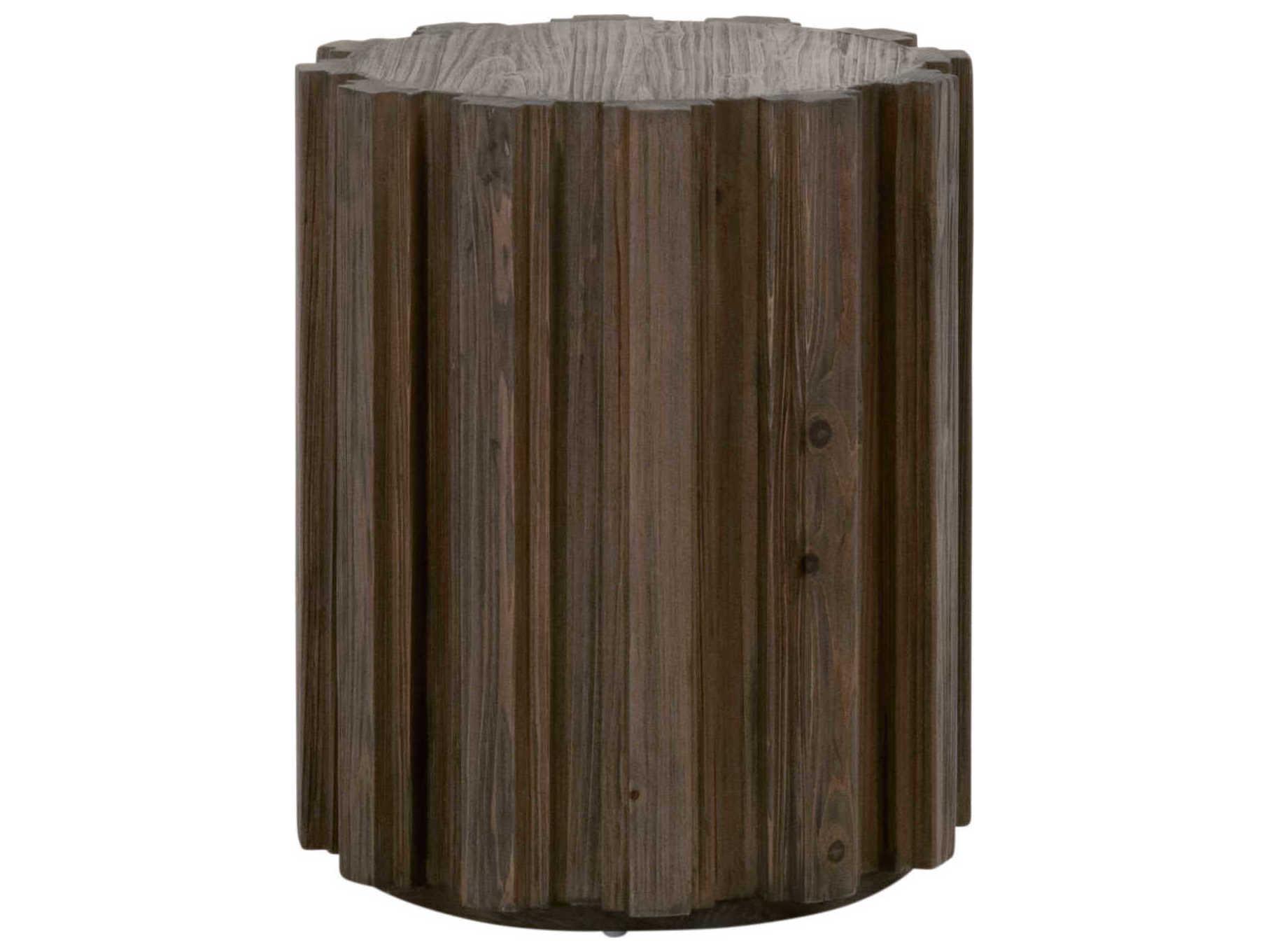 Essentials for Living Bella Antique Roma Round Wood Drift Brown Pine End Table