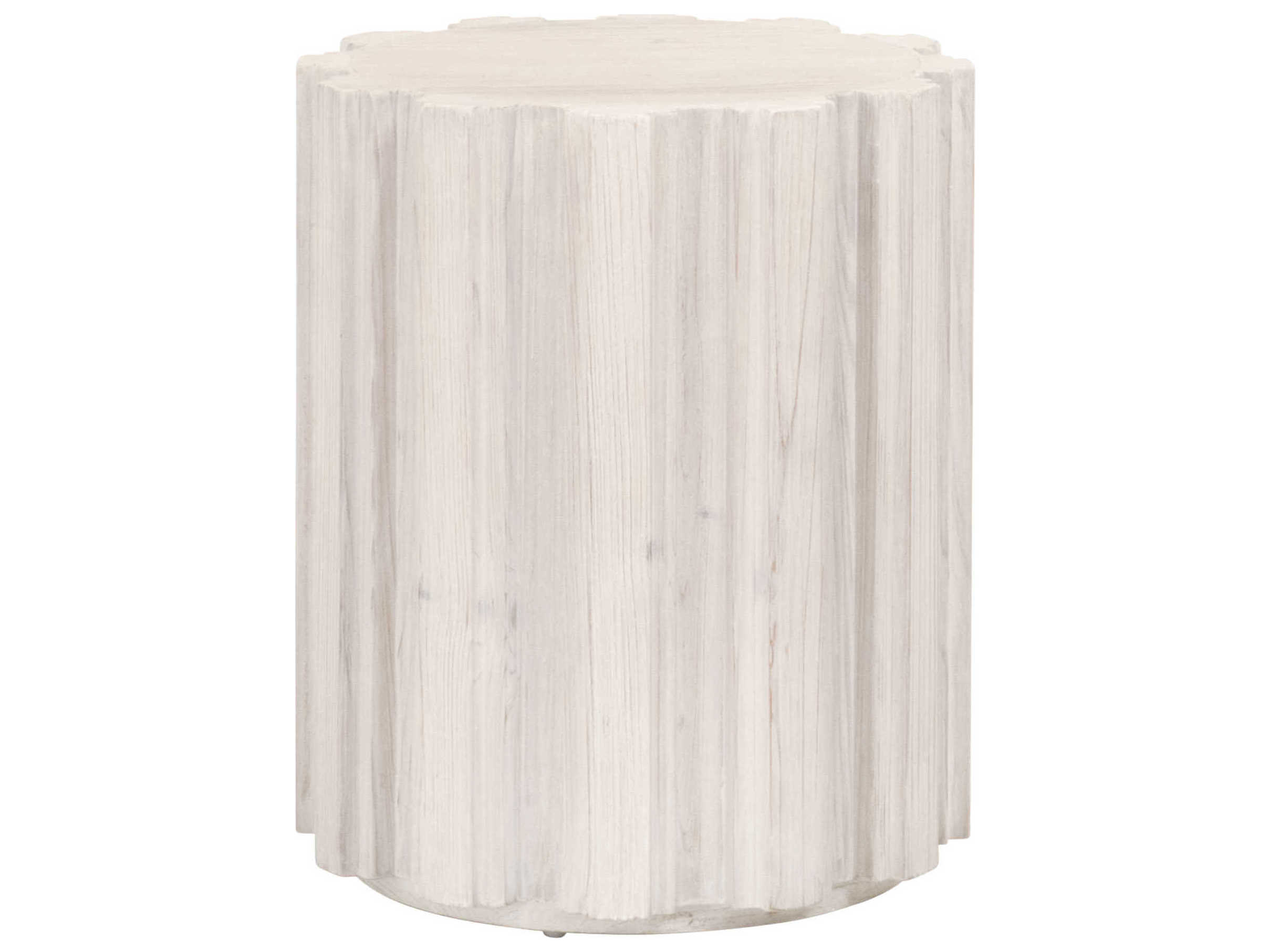 Essentials for Living Bella Antique Roma Round Wood White Wash Pine End Table