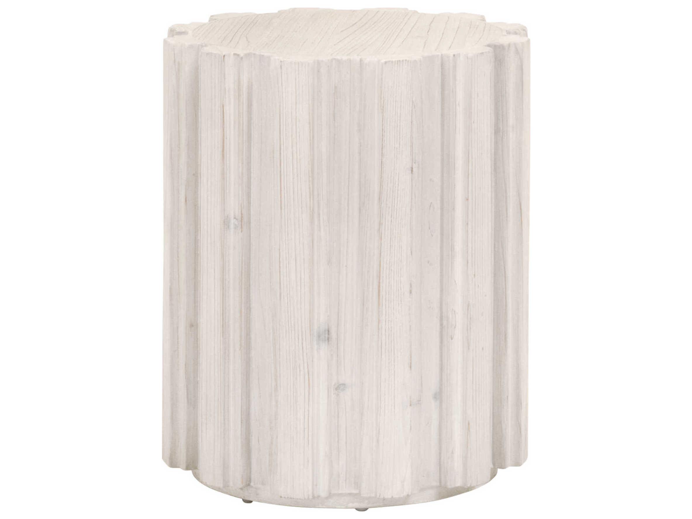 Essentials for Living Bella Antique Roma Round Wood White Wash Pine End Table