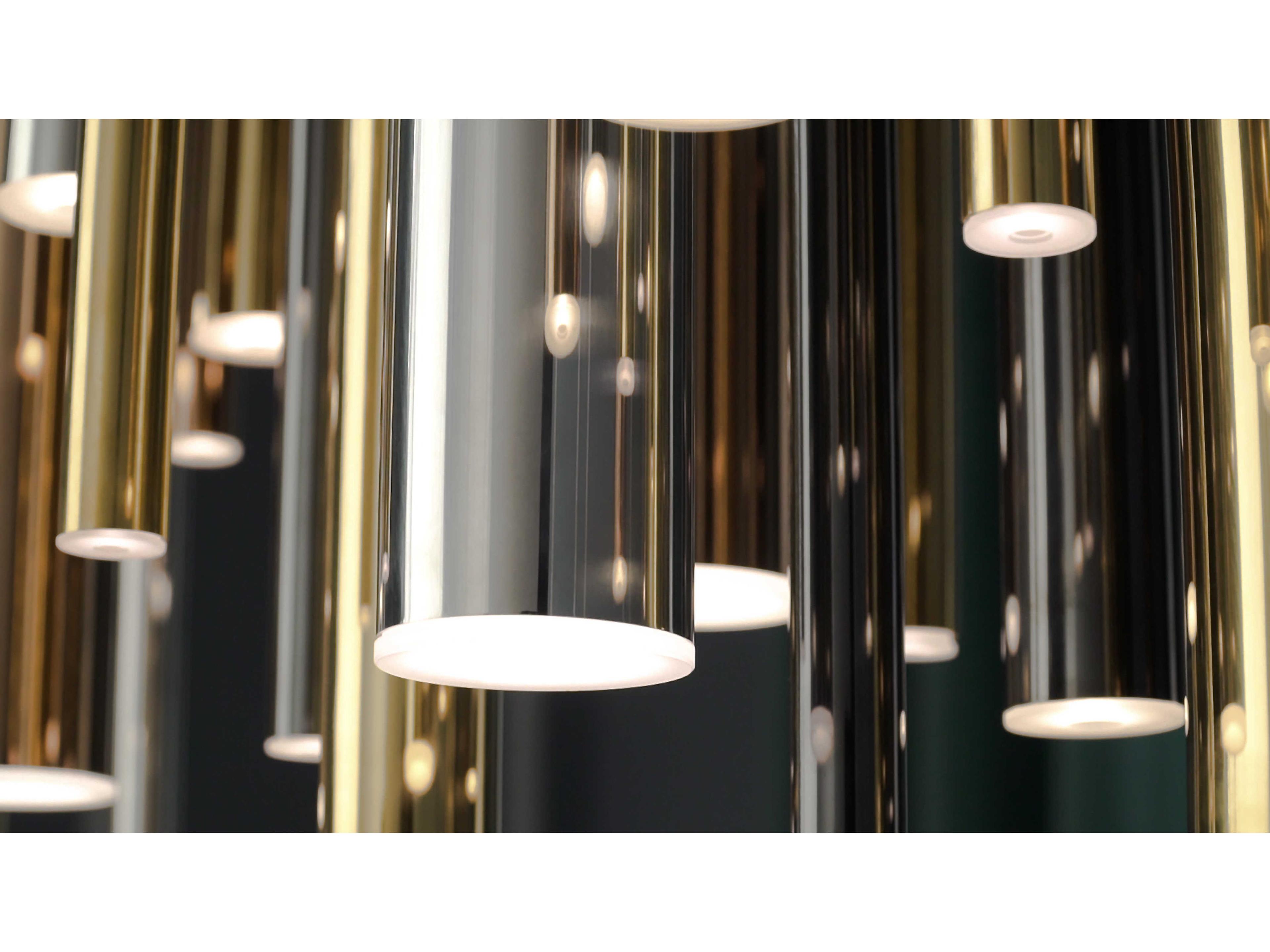 ET2 Flute 3-Light Rose Gold Polished Chrome LED Cylinder Linear Island Pendant