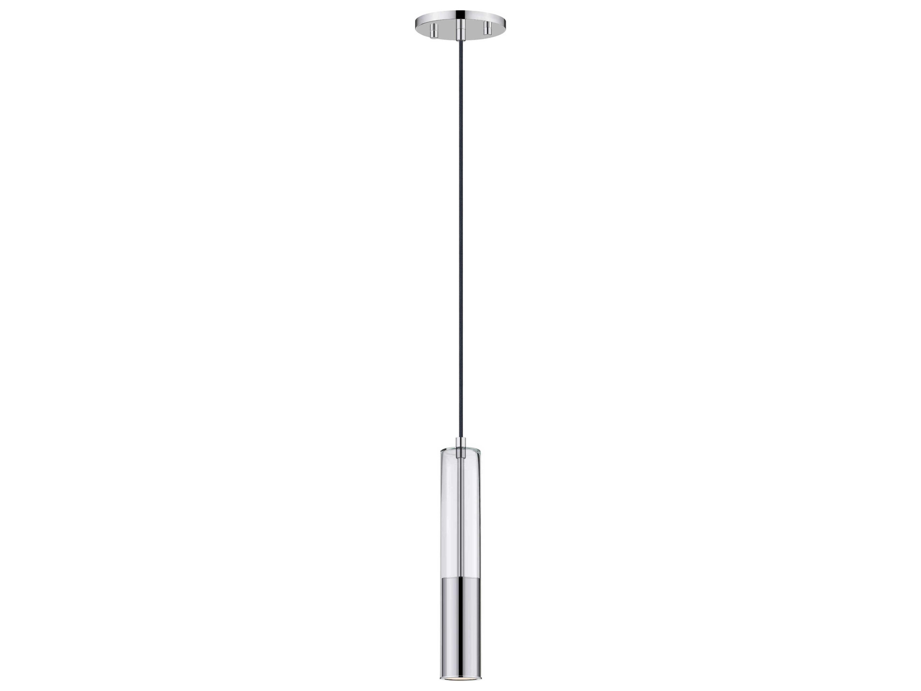 ET2 1-Light Polished Chrome Glass LED Cylinder Linear Mini Pendant