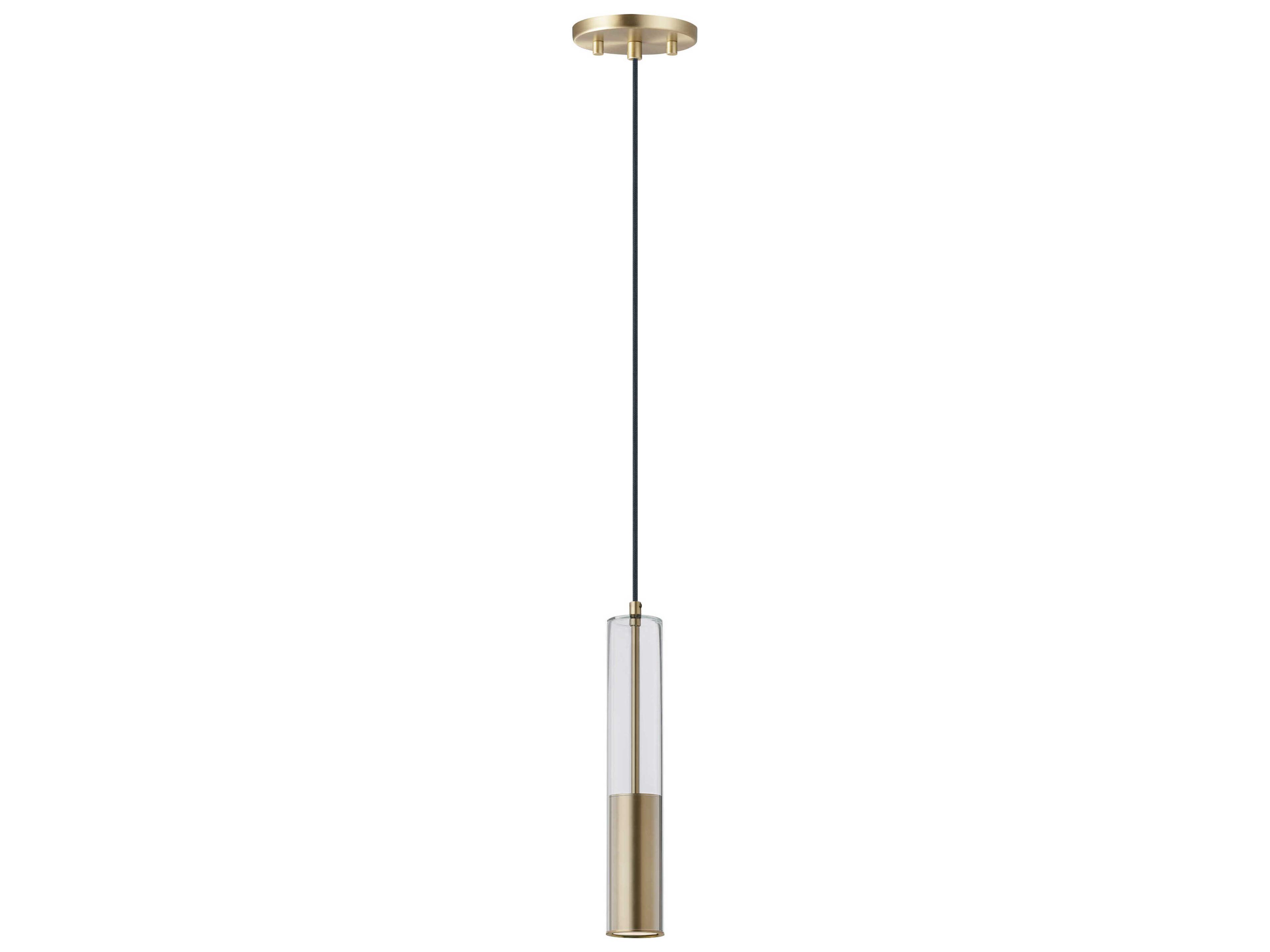 ET2 1-Light Satin Brass Glass LED Cylinder Linear Mini Pendant