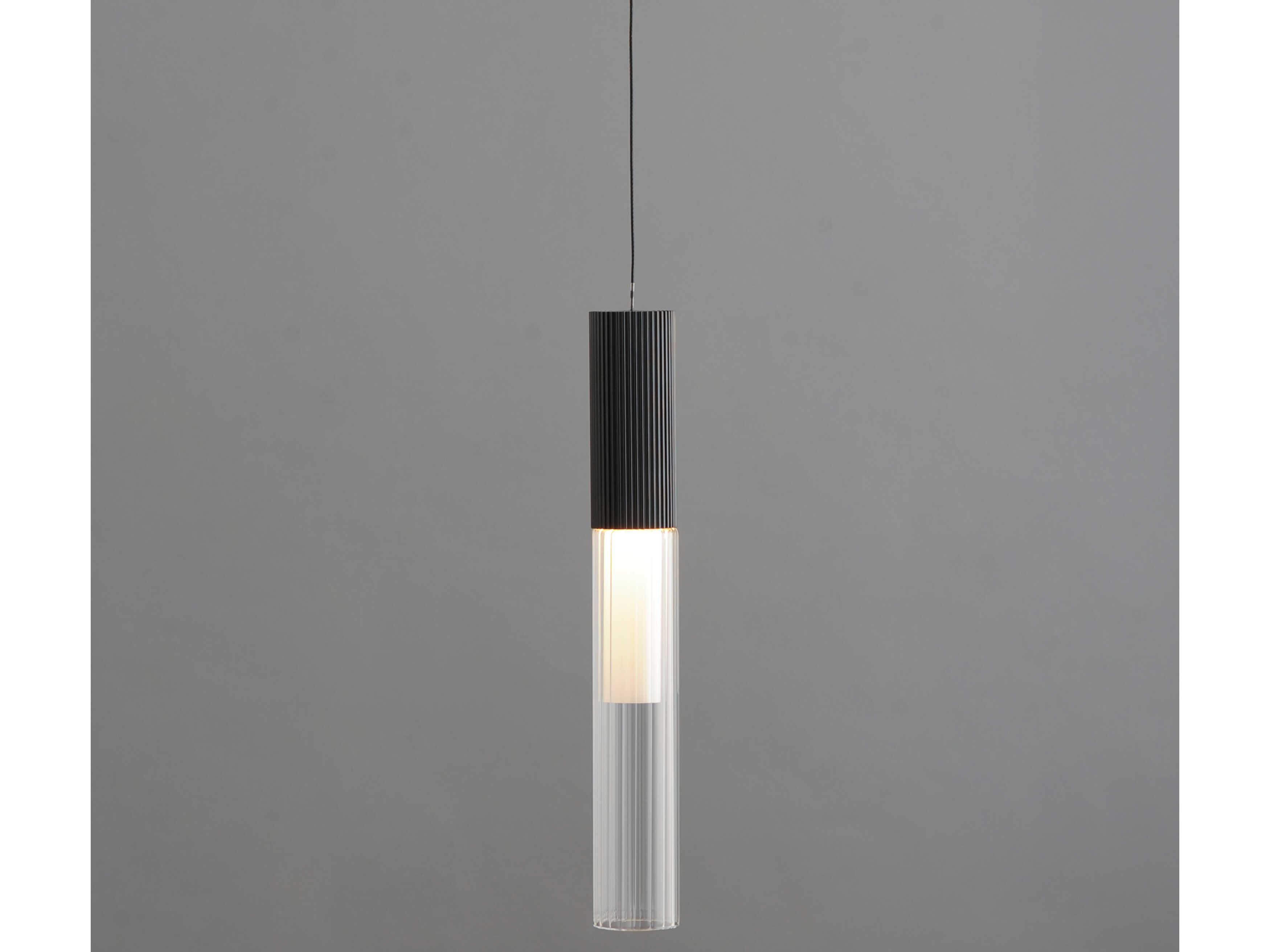 ET2 1-Light Black Glass LED Cylinder Linear Mini Pendant