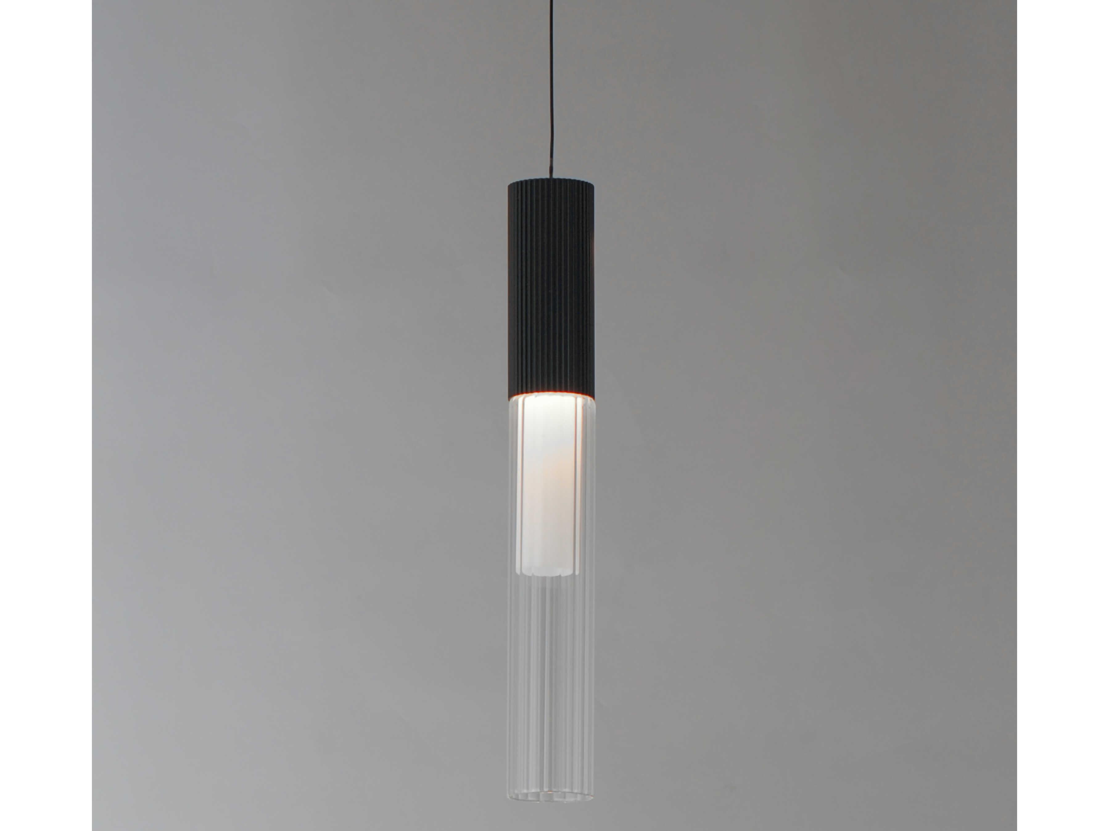 ET2 1-Light Black Glass LED Cylinder Linear Mini Pendant