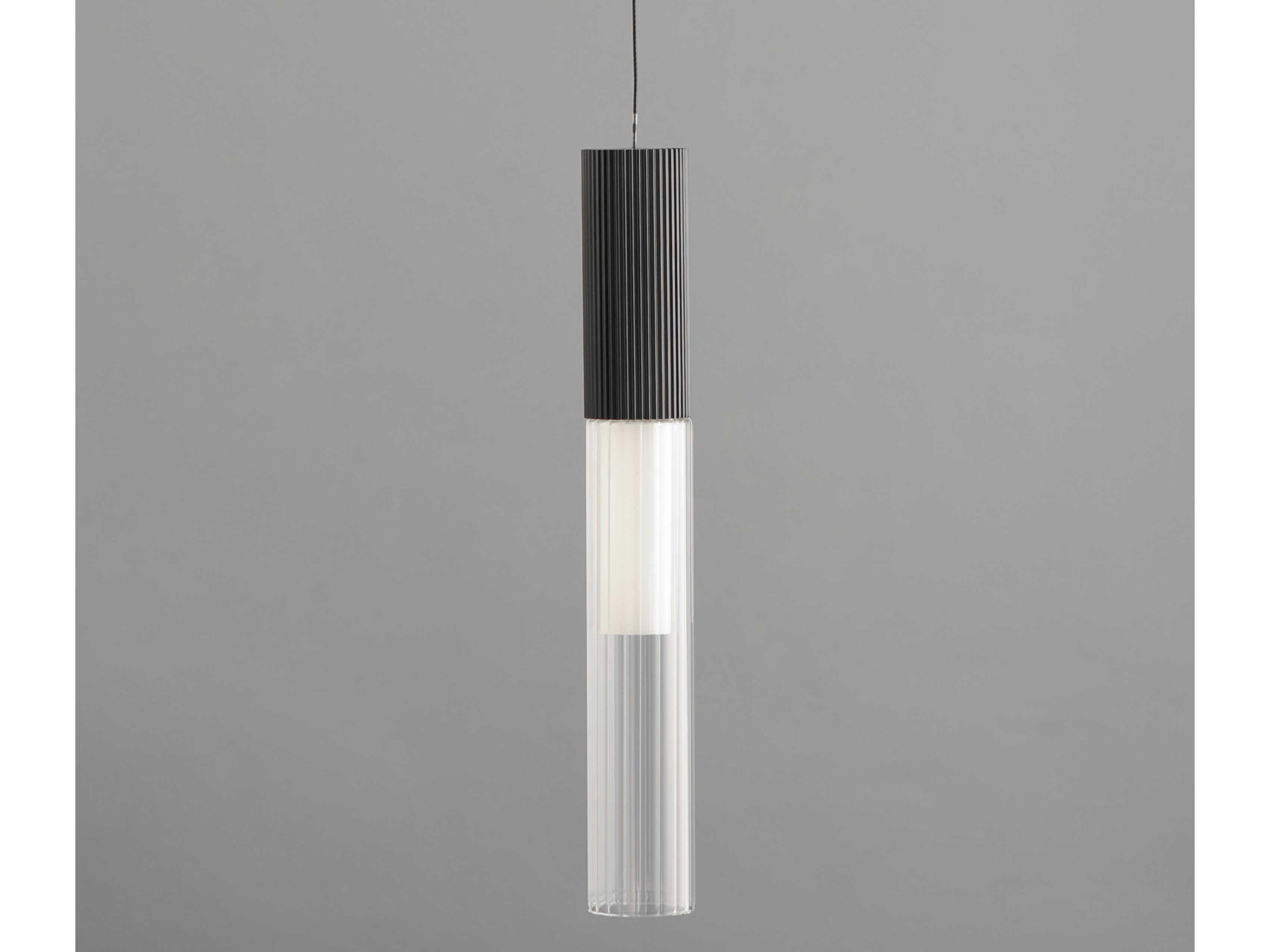 ET2 1-Light Black Glass LED Cylinder Linear Mini Pendant
