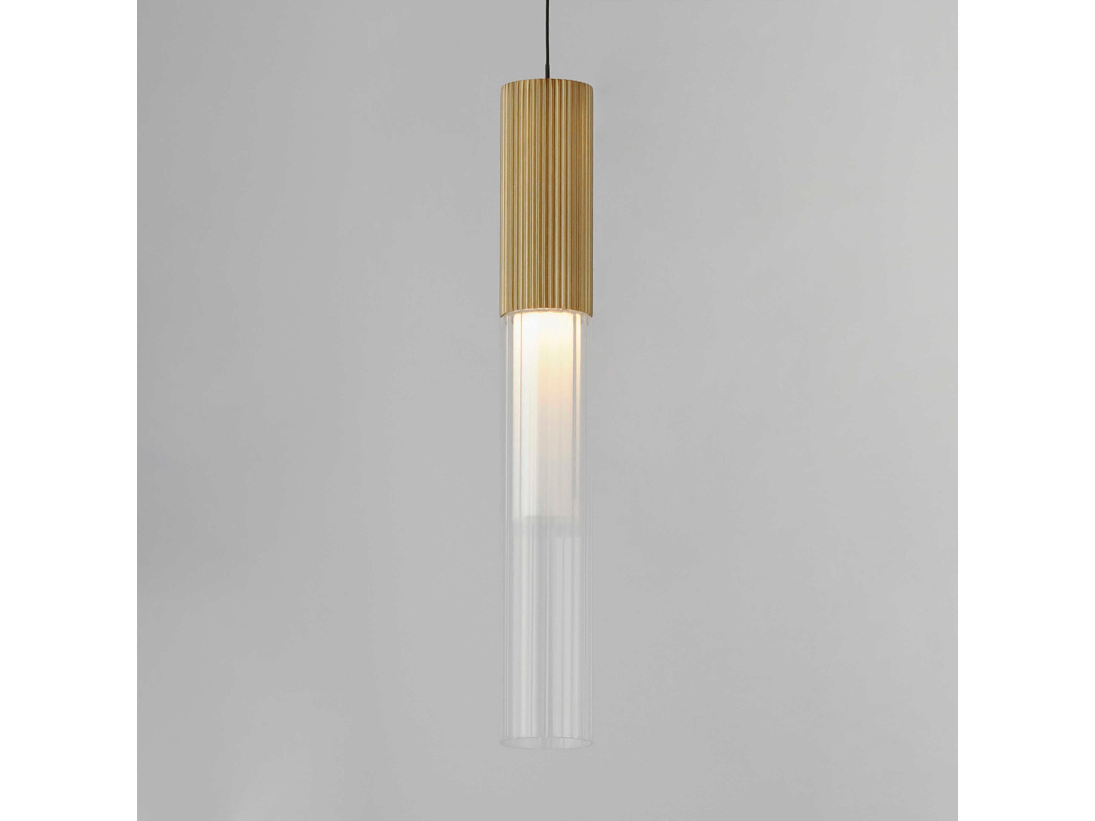 ET2 1-Light Gold Glass LED Cylinder Linear Mini Pendant
