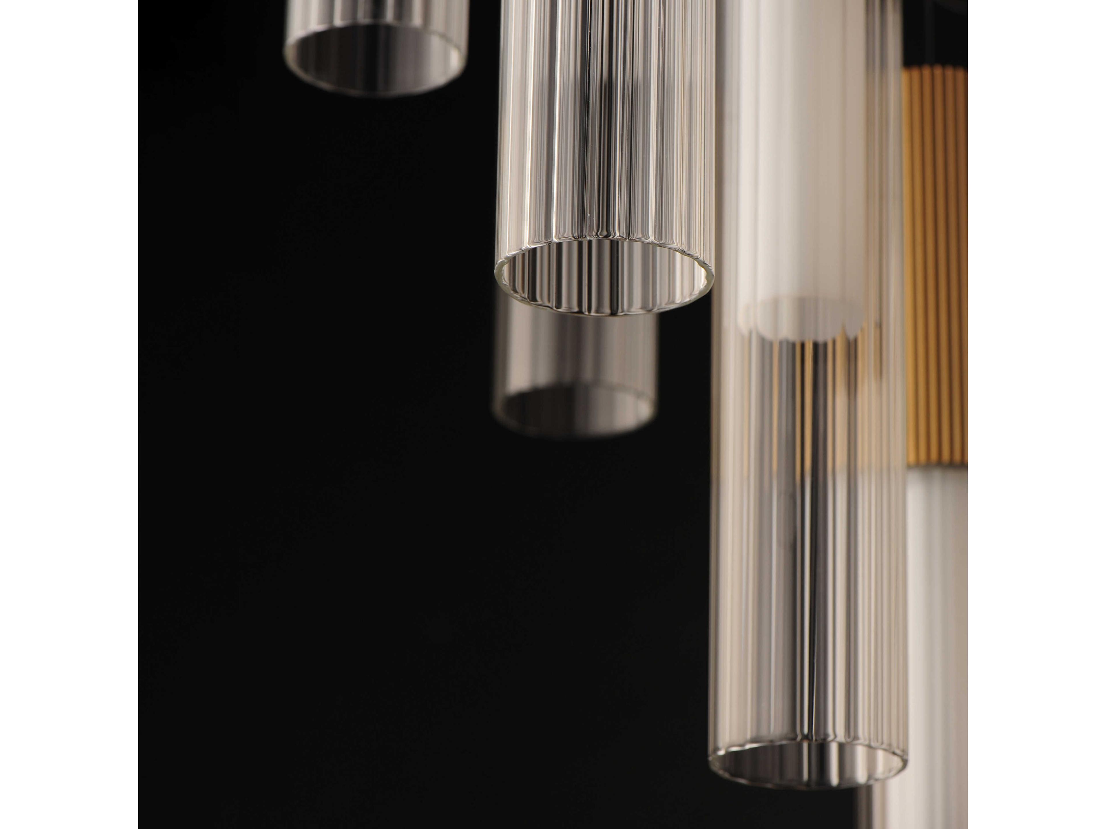ET2 Reeds 5-Light Gold Glass LED Cylinder Linear Pendant