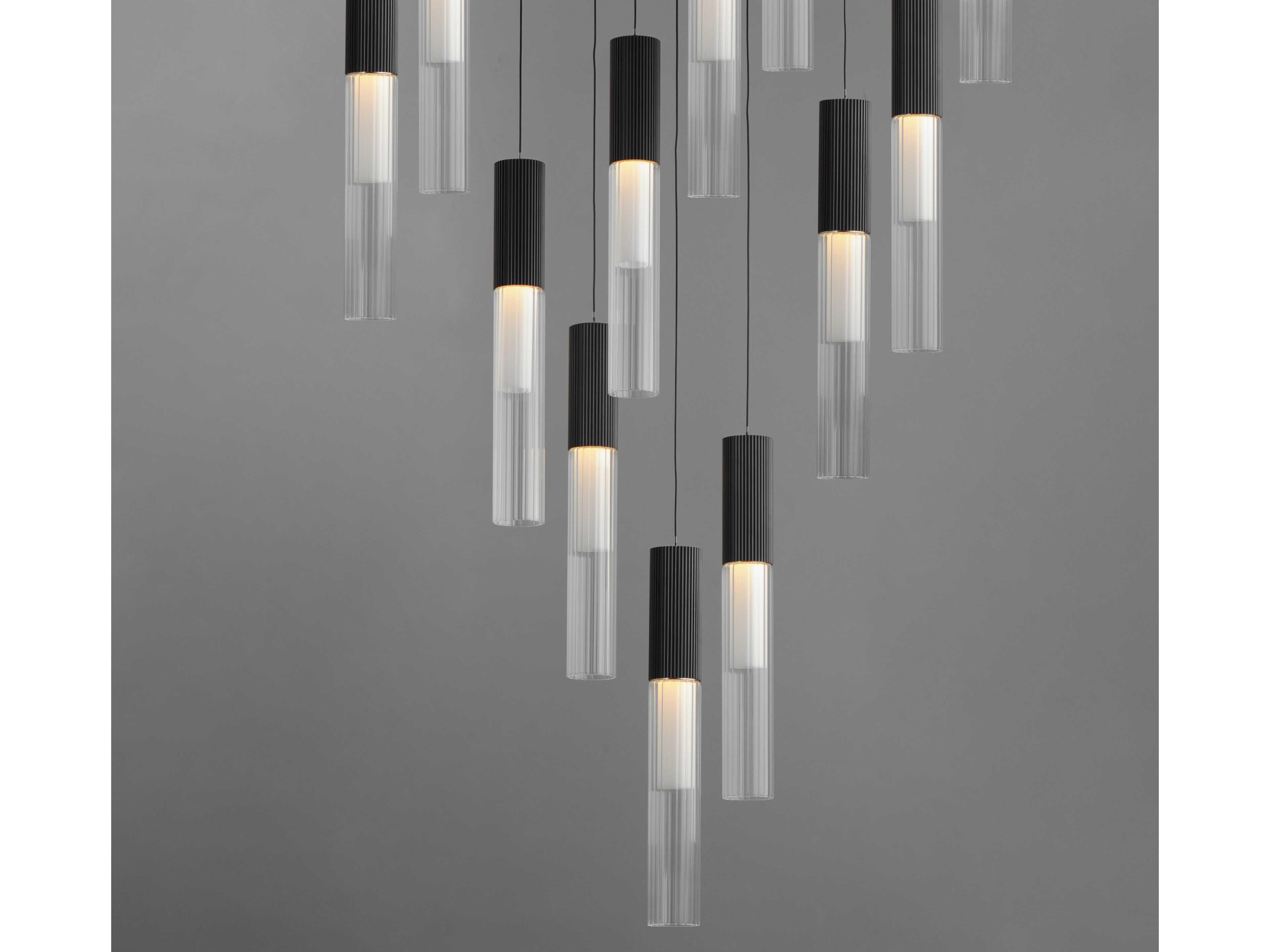ET2 Reeds 12-Light Black Glass LED Cylinder Linear Pendant