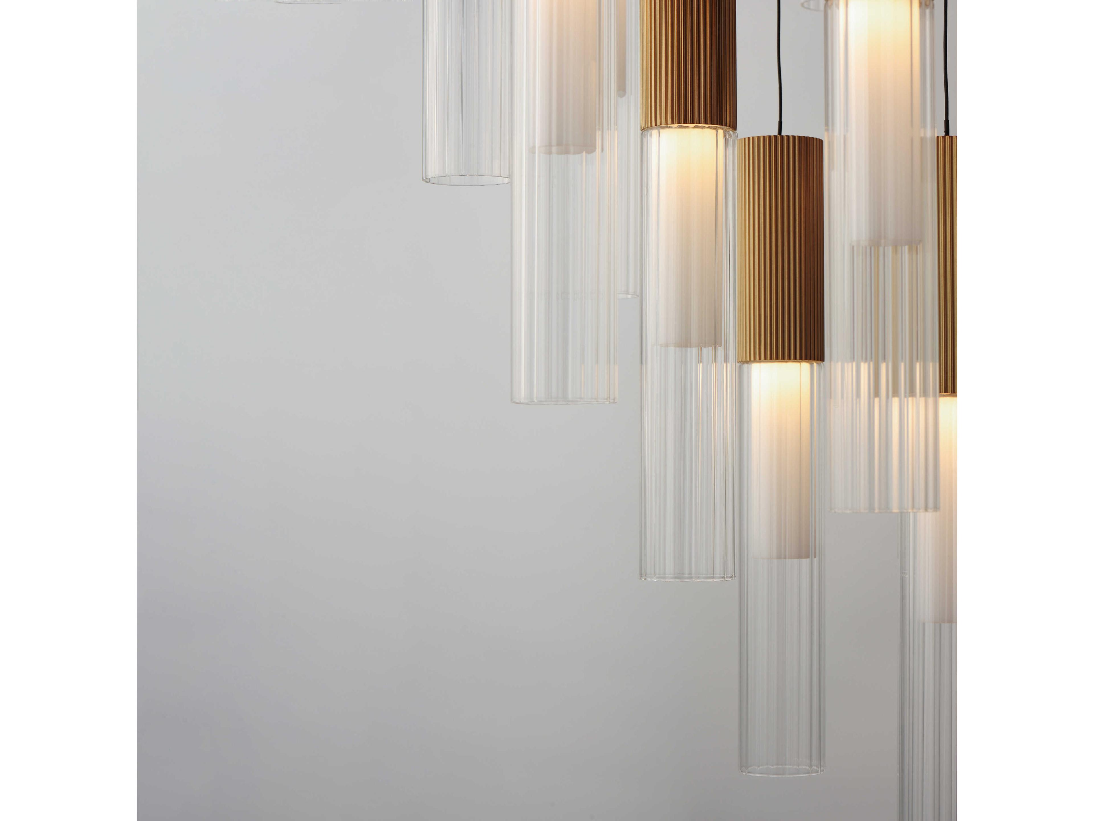 ET2 Reeds 12-Light Gold Glass LED Cylinder Linear Pendant